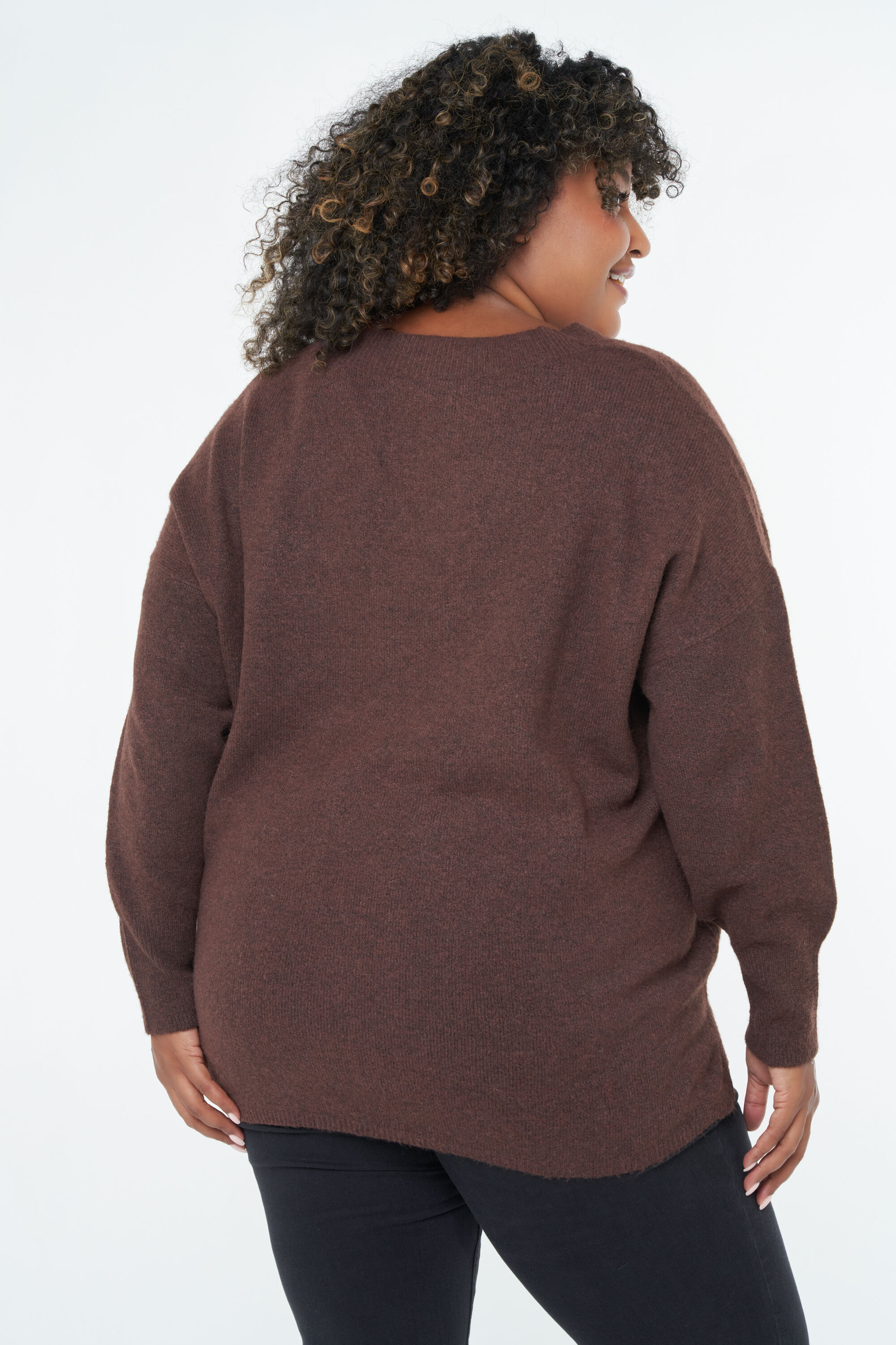 V-hals fijngebreide trui image number 3