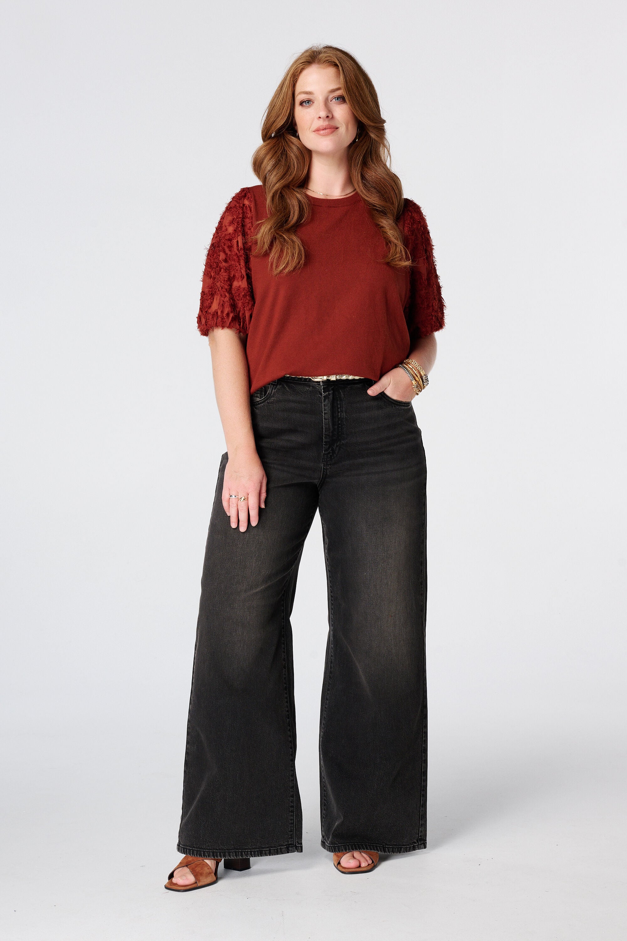 Wide leg jeans met hoge taille
