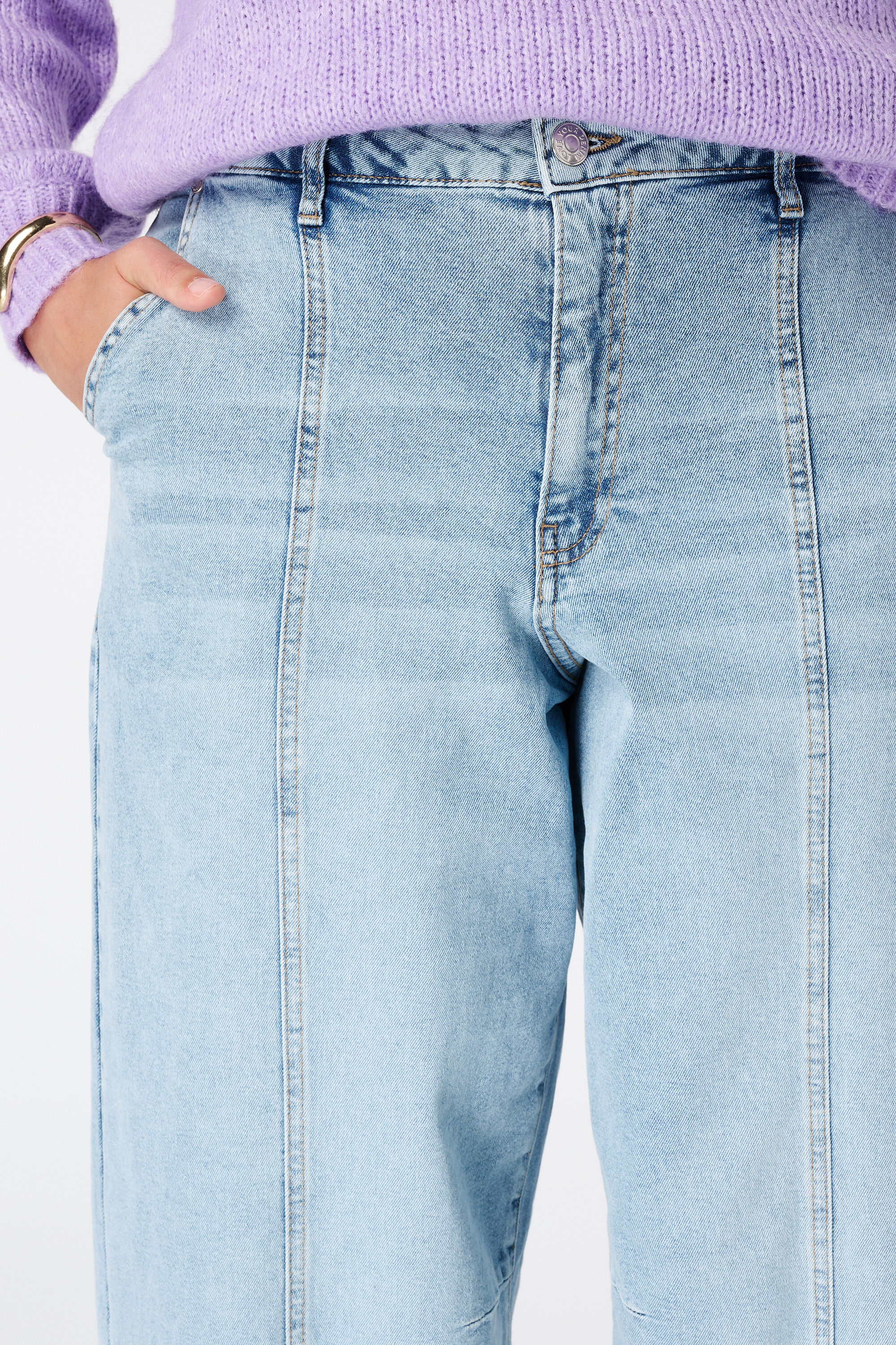 Barrel jeans met siernaden image number 4