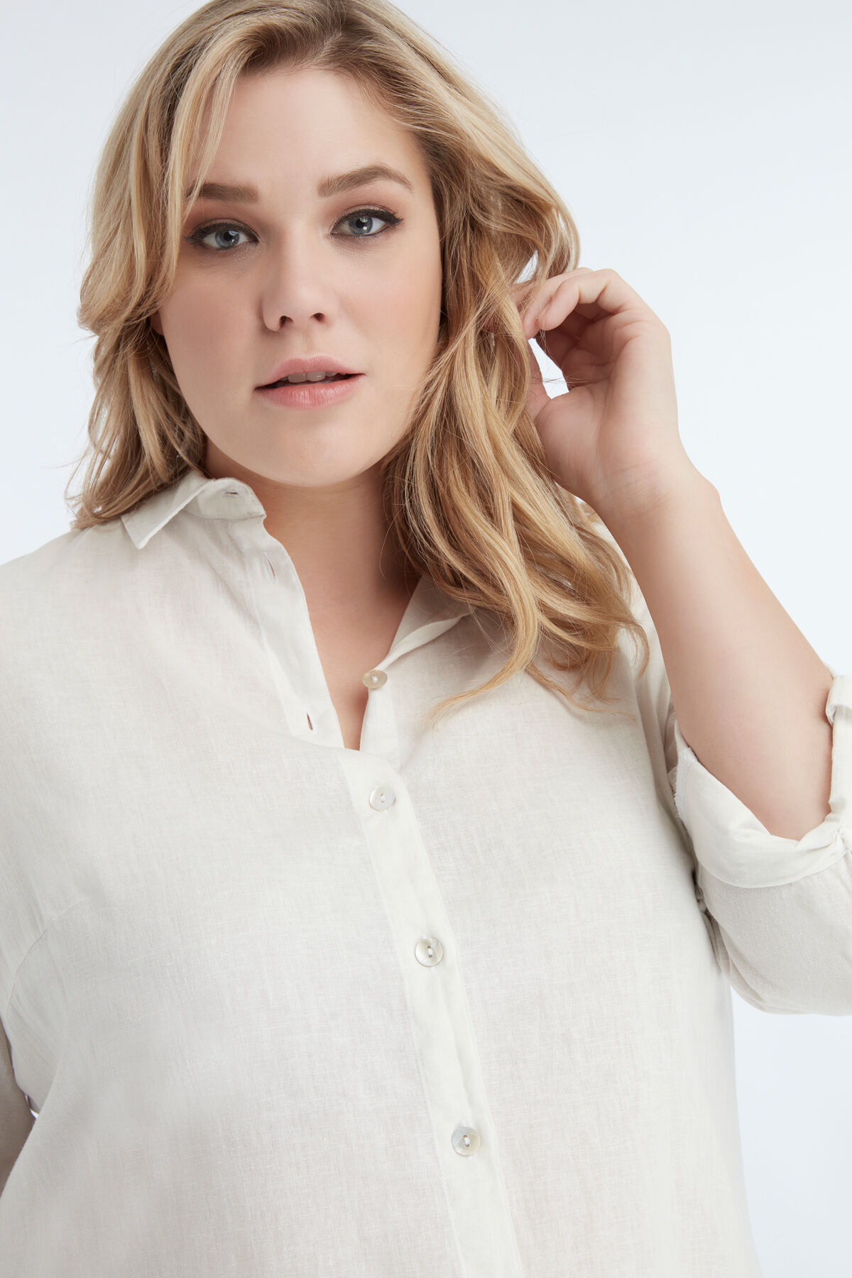 Lange effen blouse image number 3