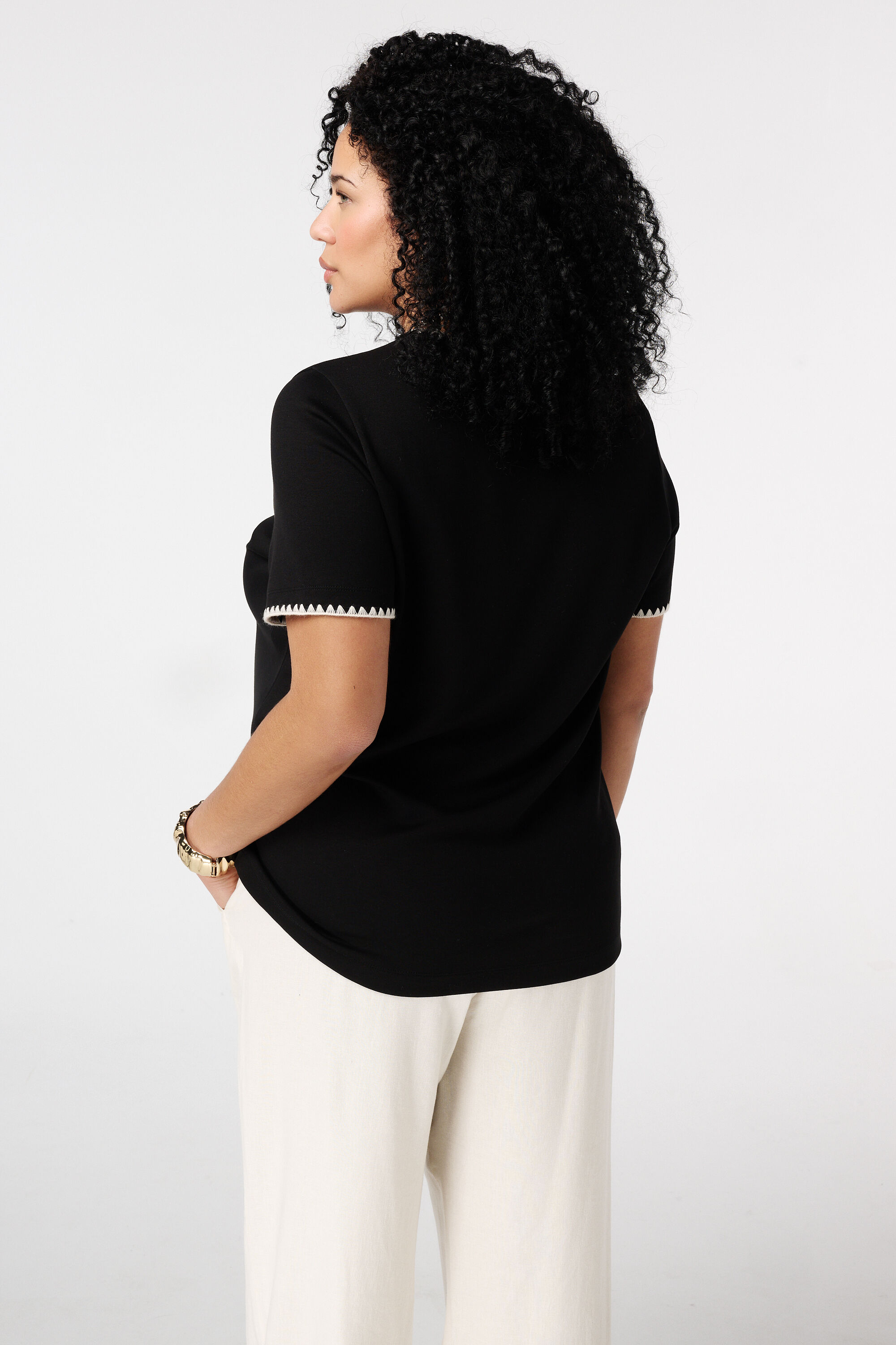 T-shirt met sierranden image number 3