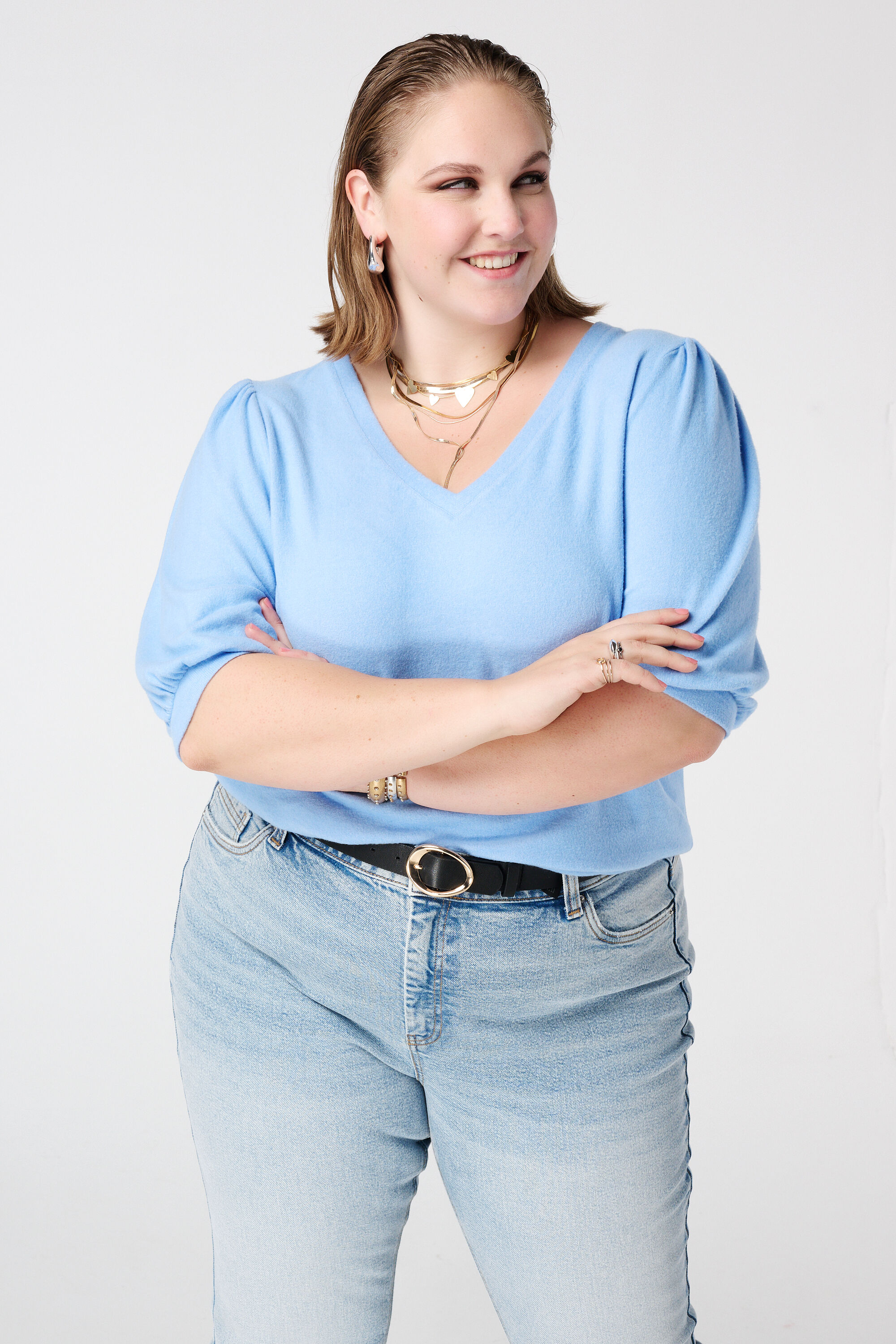 Top met korte ballonmouw