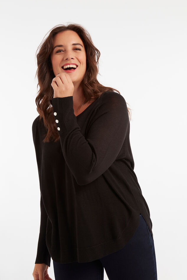 Dunne trui met ribpatroon image number 0