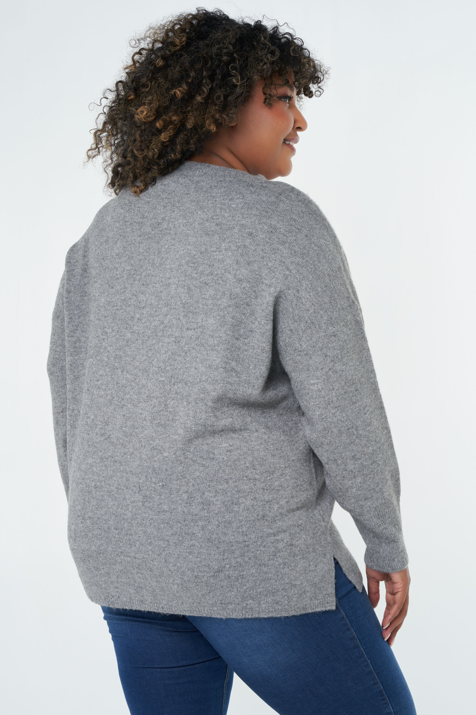 V-hals fijngebreide trui image number 3