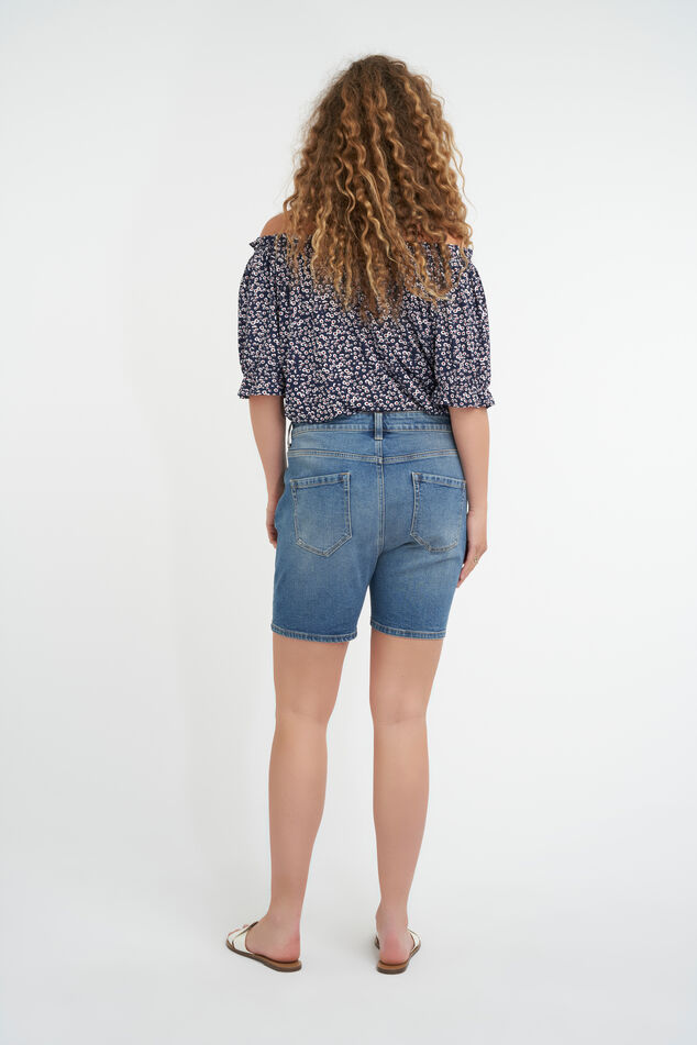 Denim short met strass steentjes image number 3