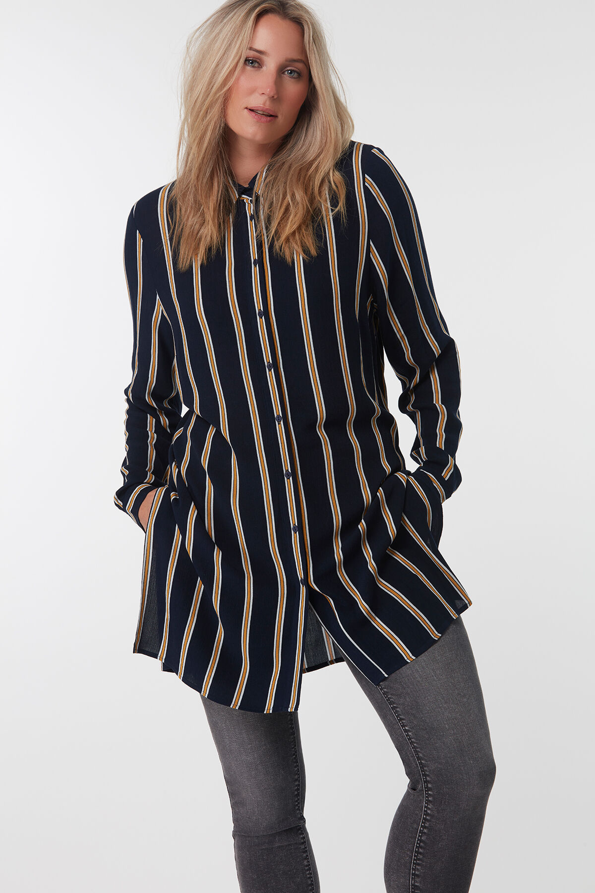 Lange gestreepte blouse image number 0