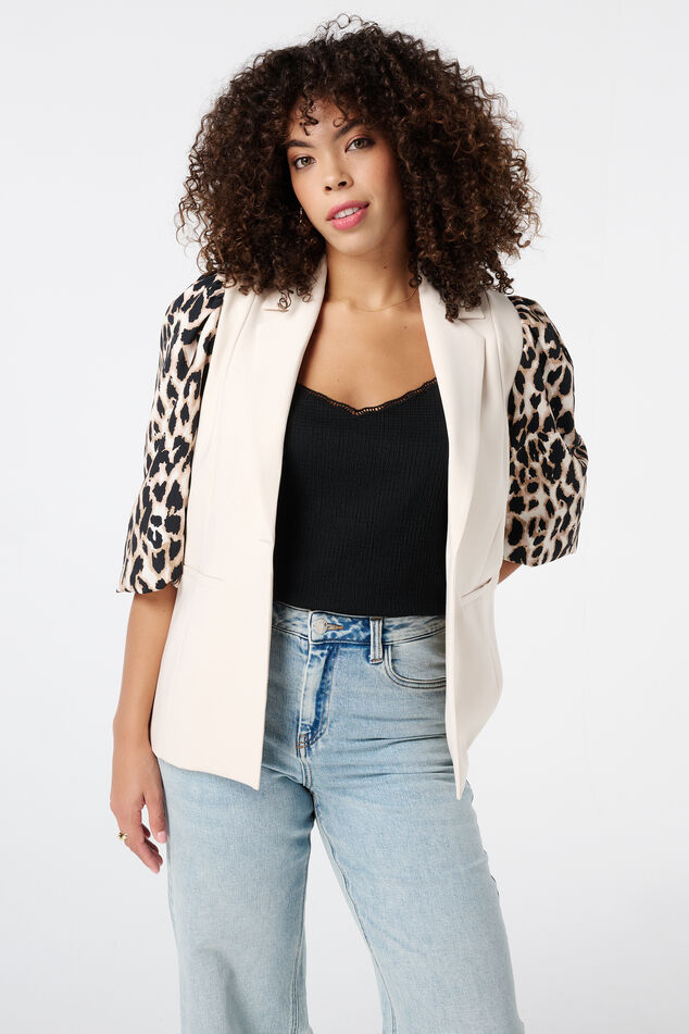 Blazer met panterprint pofmouwen image number 0