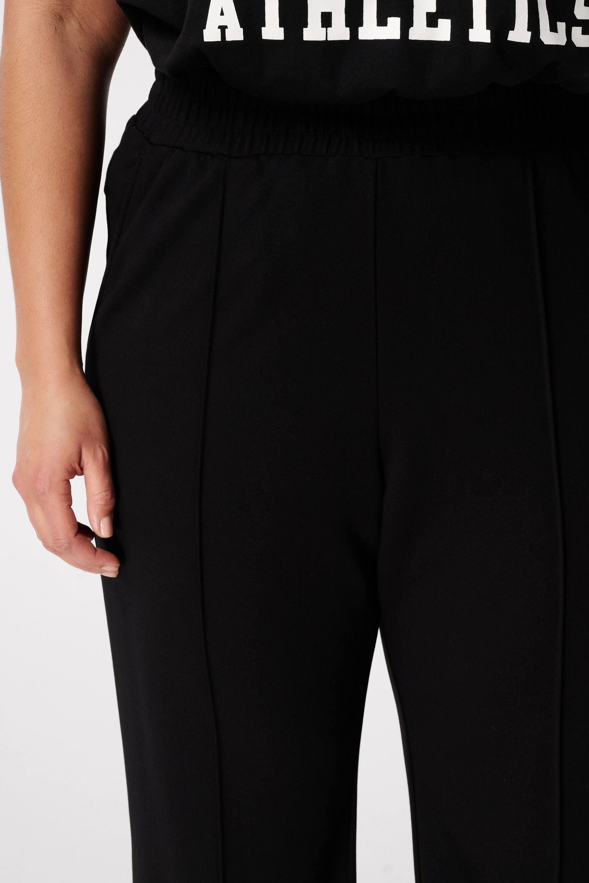 Wide leg pantalon met siernaden image number 4