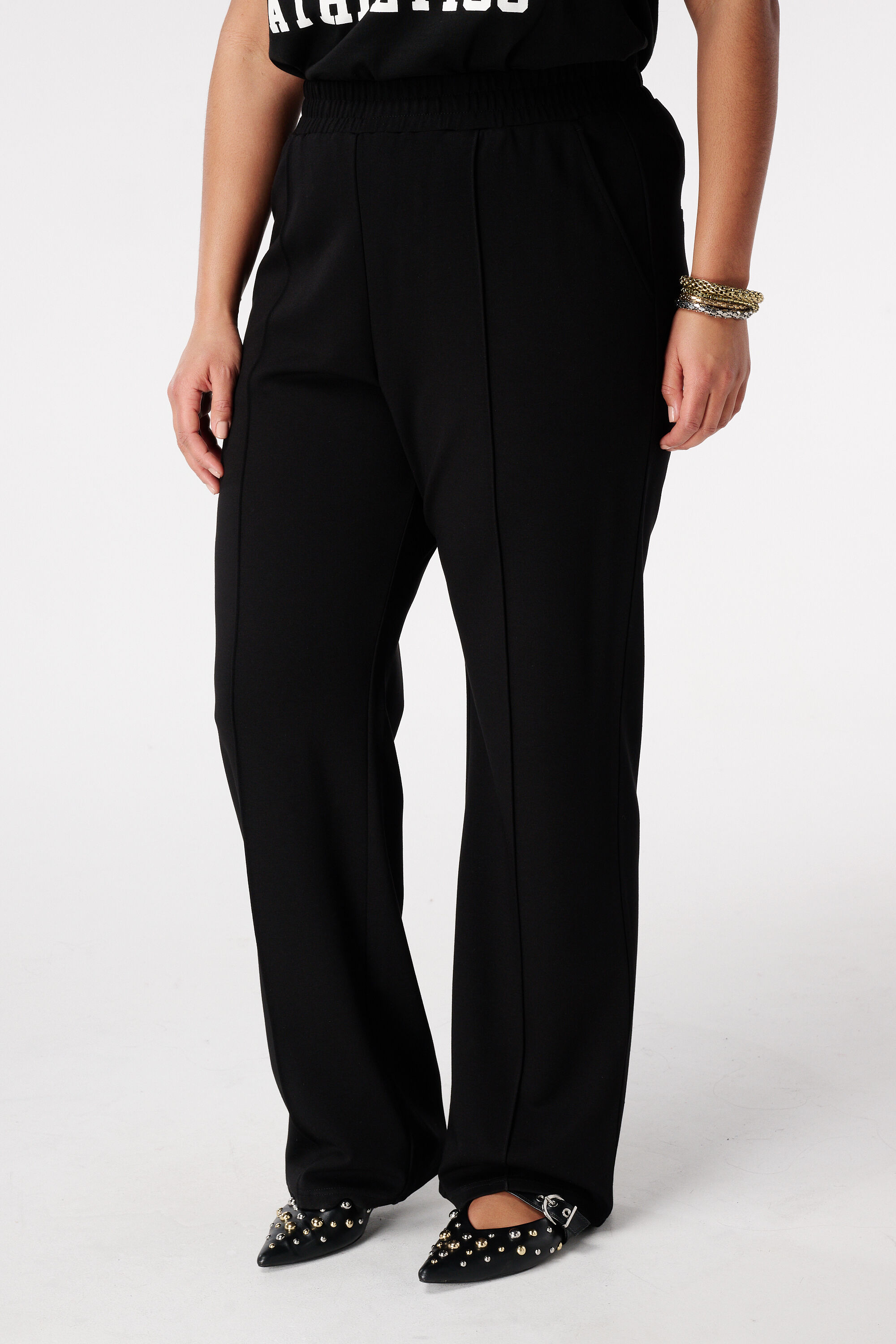Wide leg pantalon met siernaden image number 5