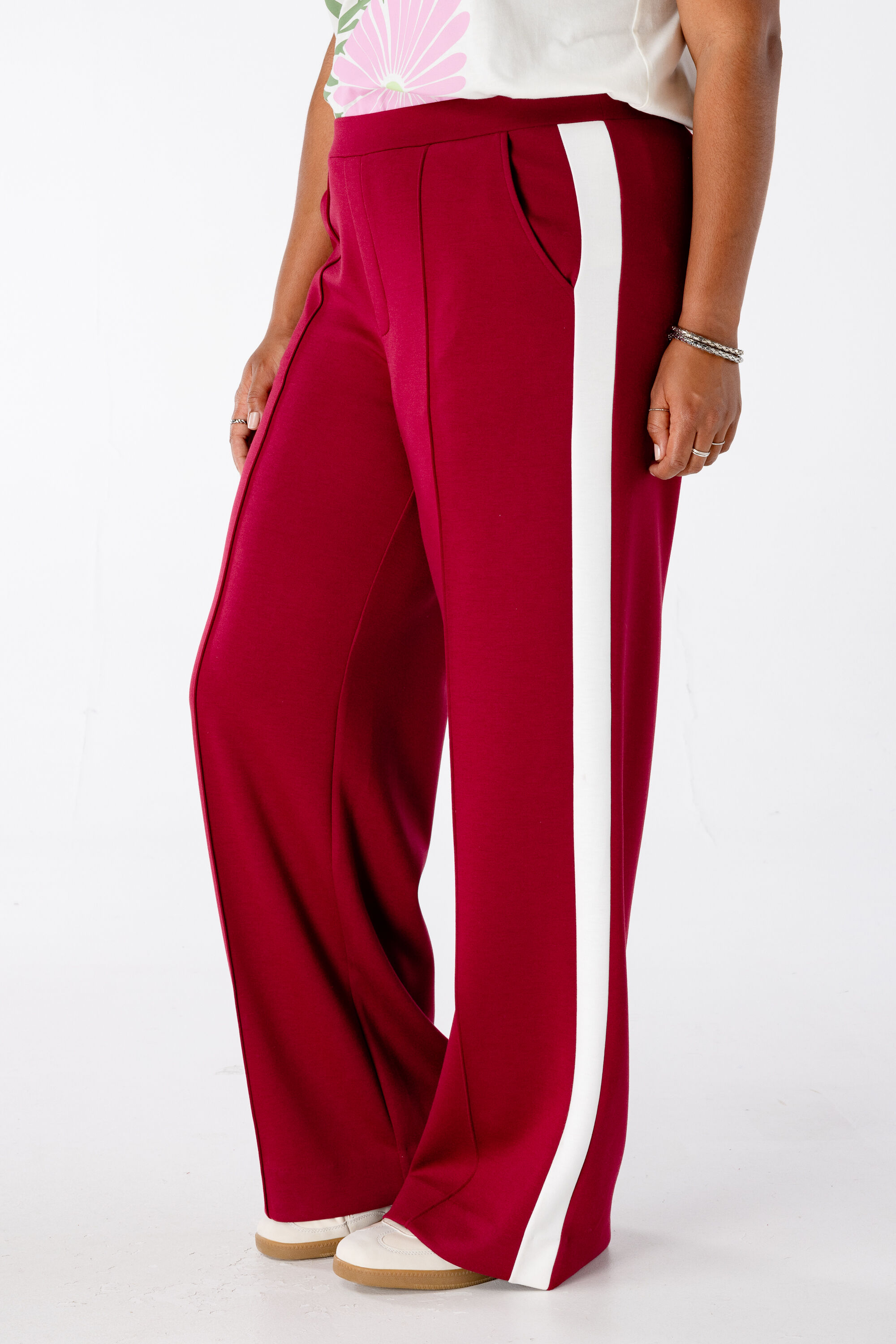 Wijde pantalon met contraststreep image number 5