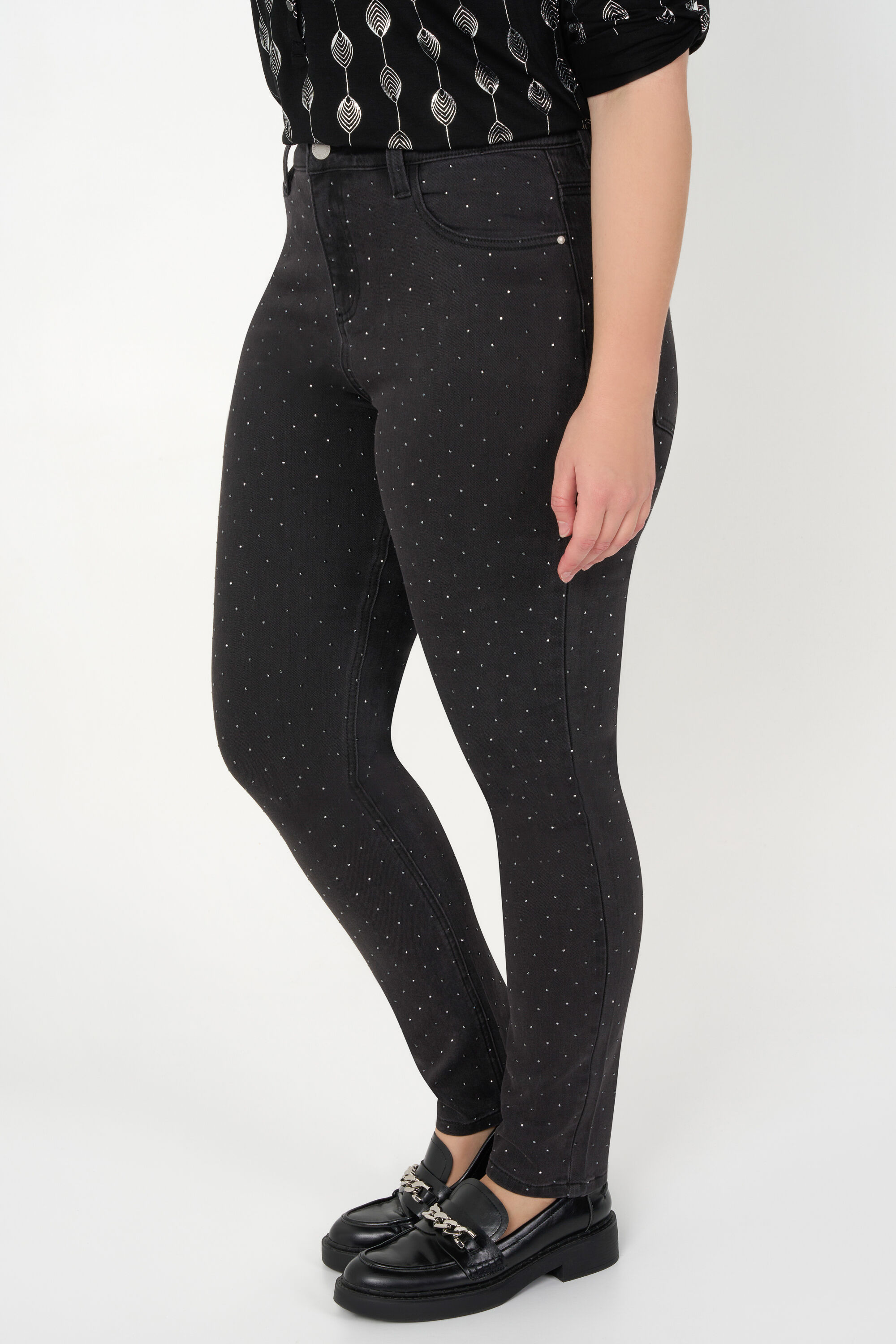 Slim leg jeans met strass steentjes image number 5