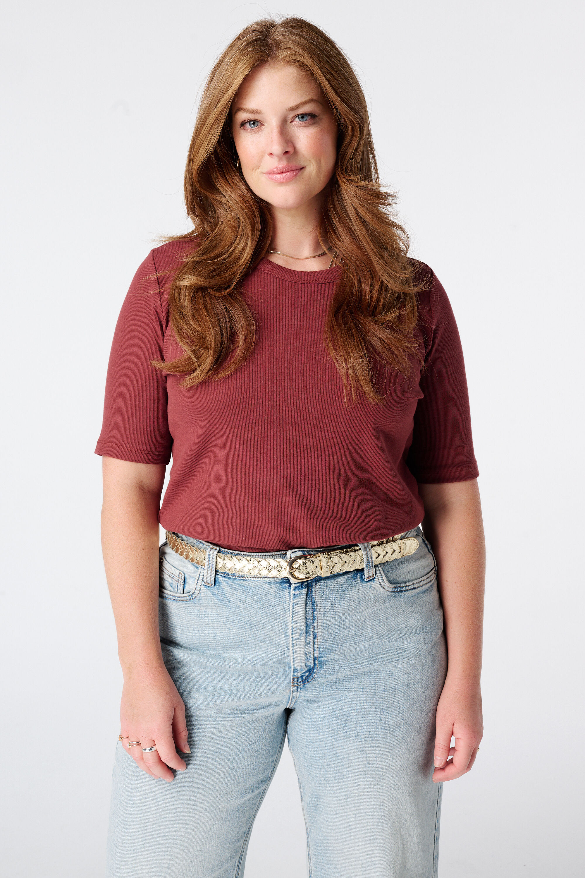 Basic top van ribstof