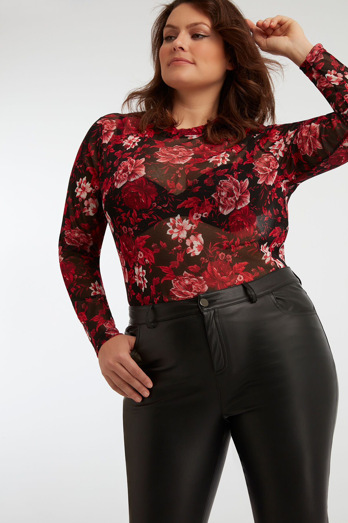 Imitatieleren slim leg broek image number 4