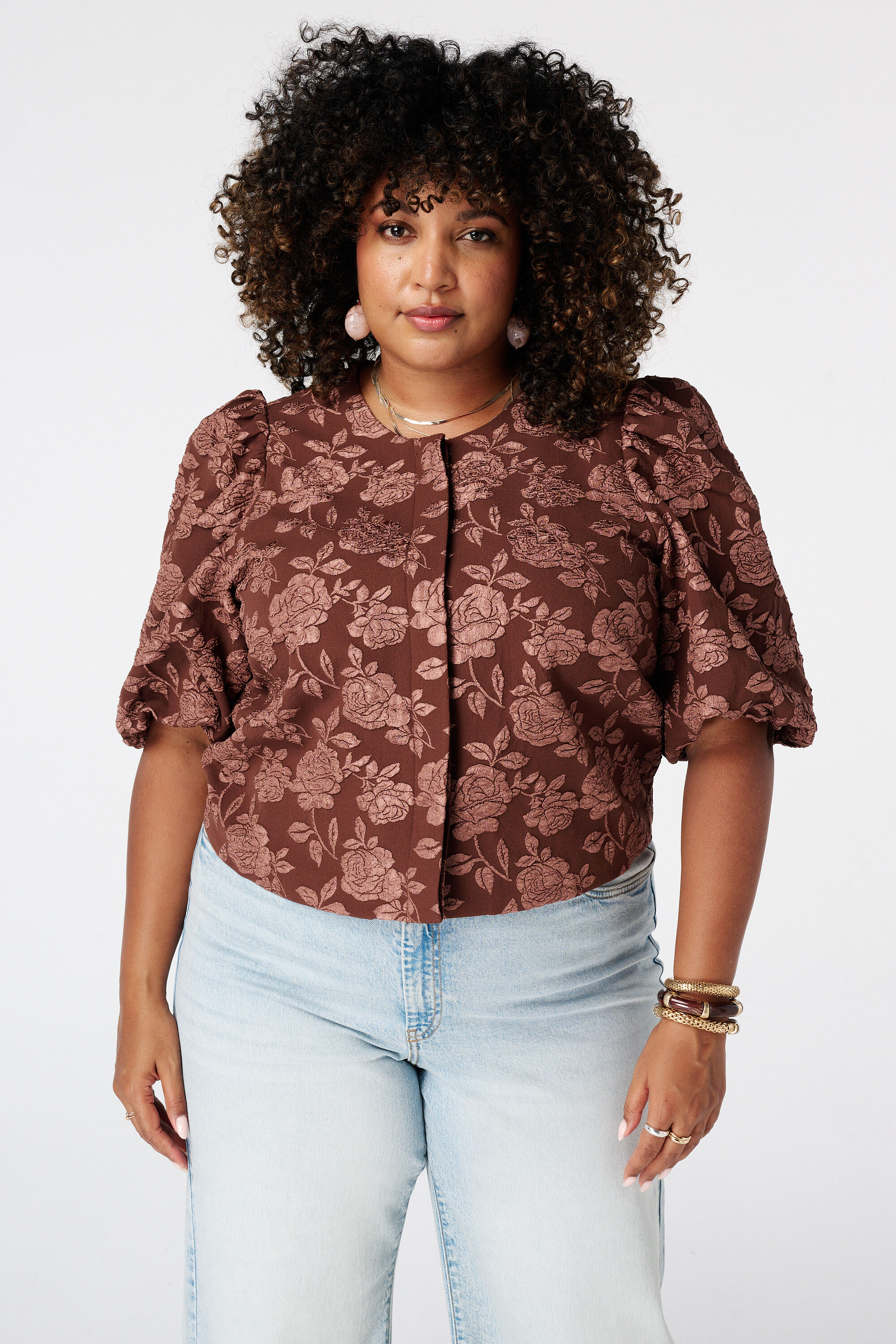 Jacquard jasje met pofmouw