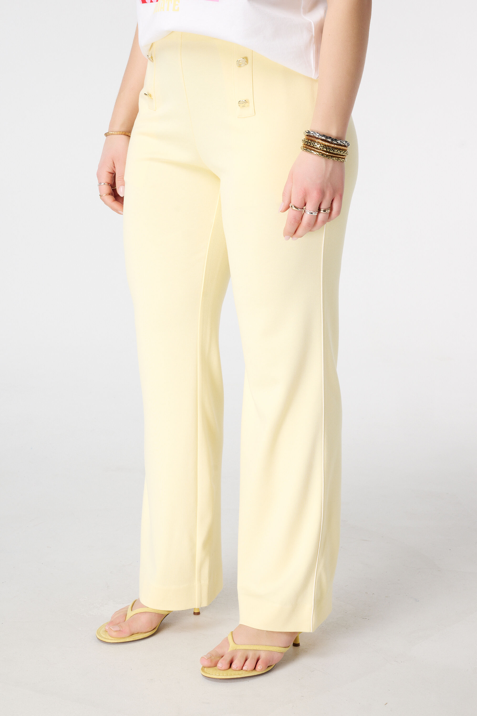 Wide leg broek met siernaden image number 5