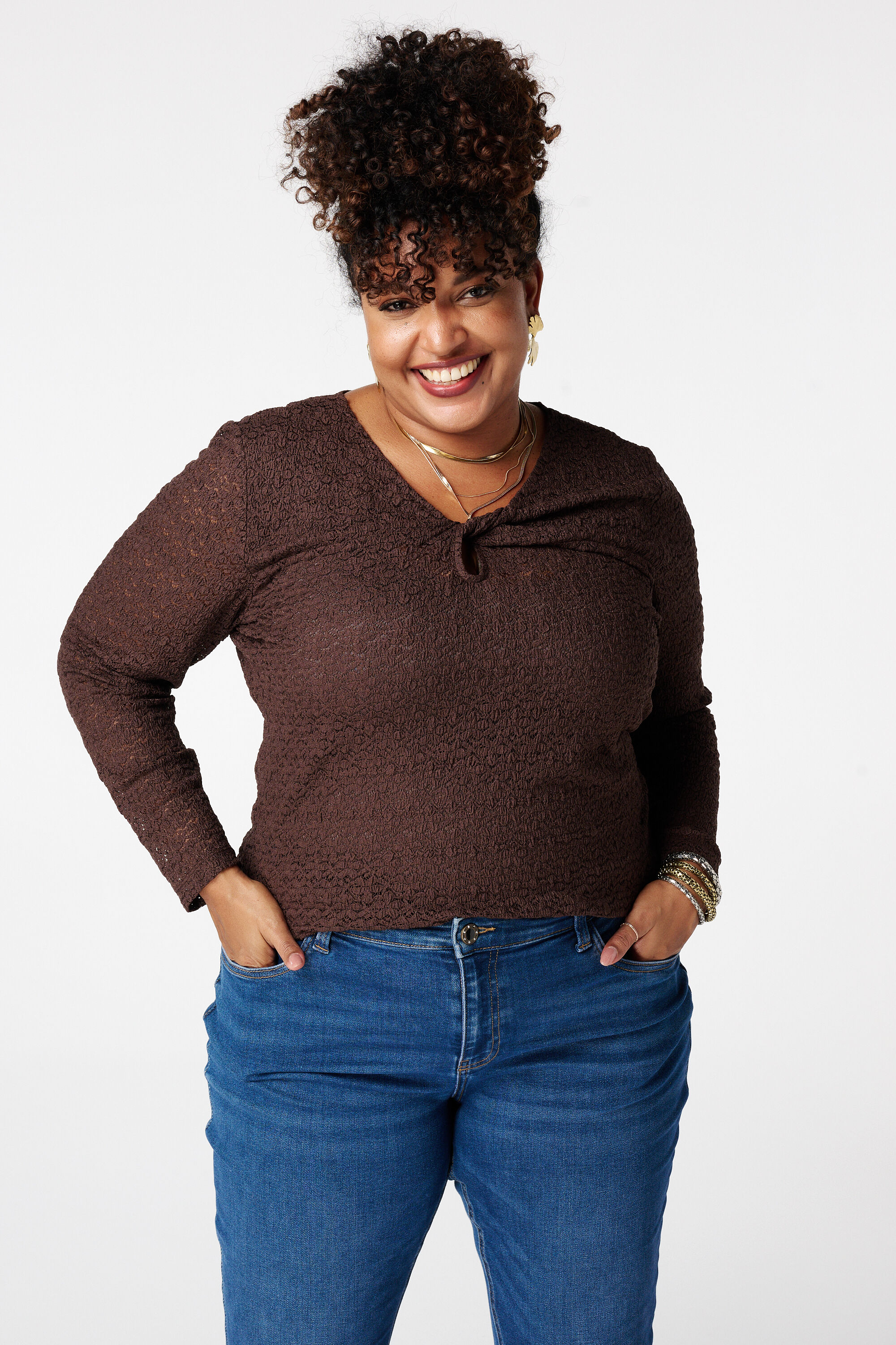 Kanten top met opengewerkt detail