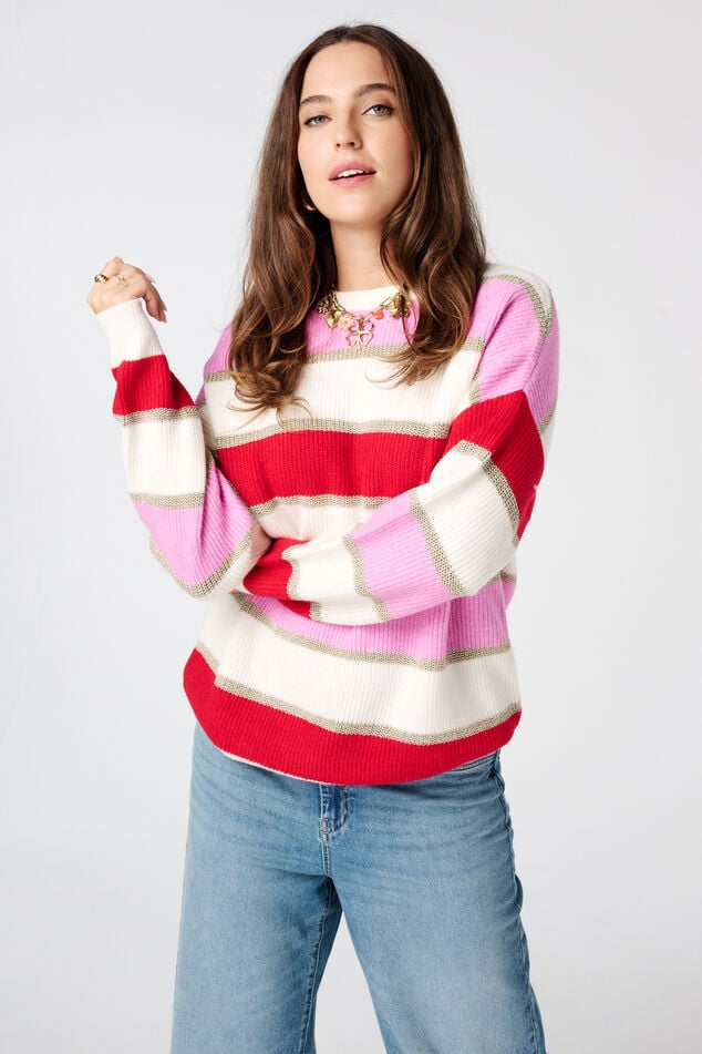 Gestreepte trui met lurex image number 0