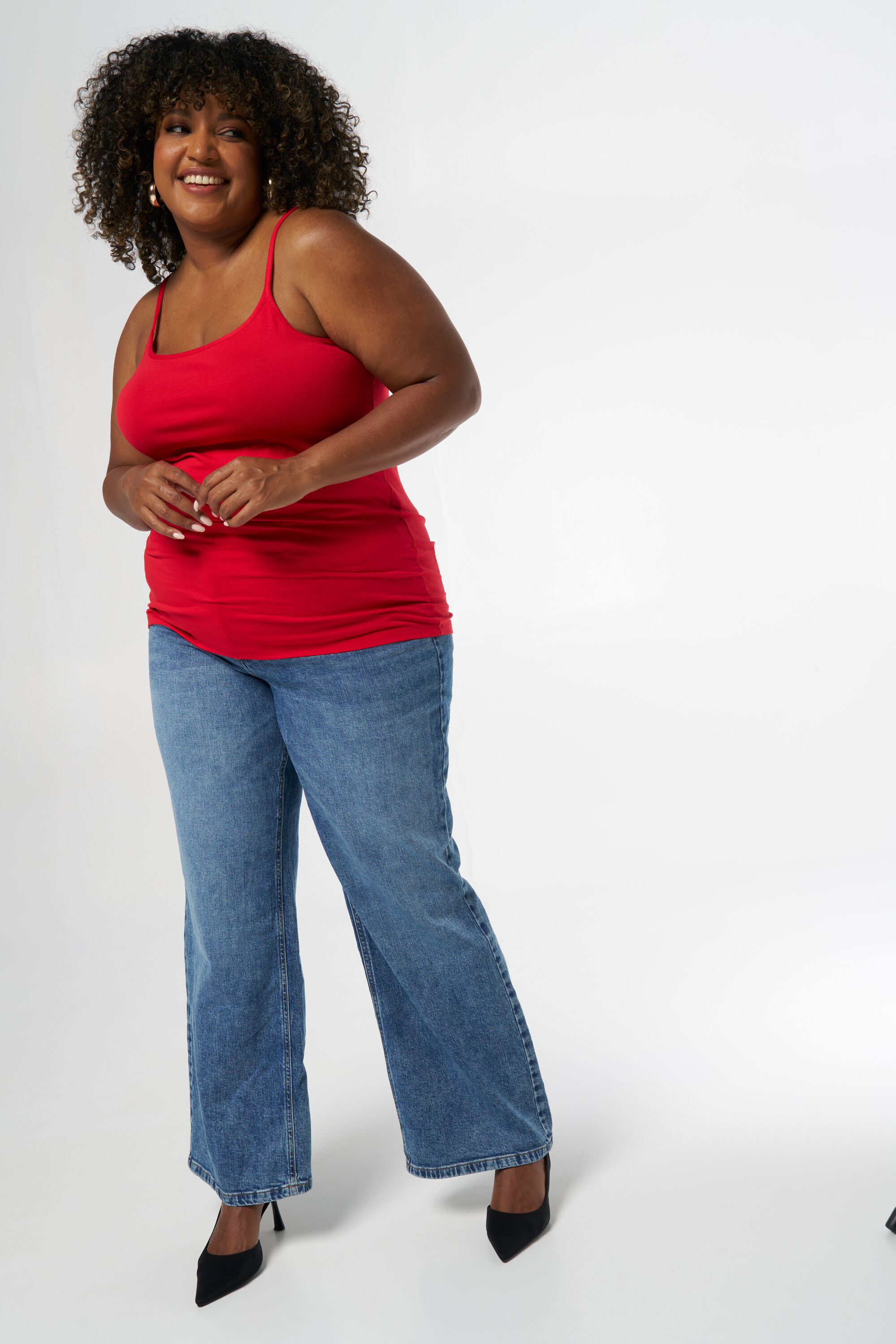 Katoenen top met spaghettibandjes image number 5