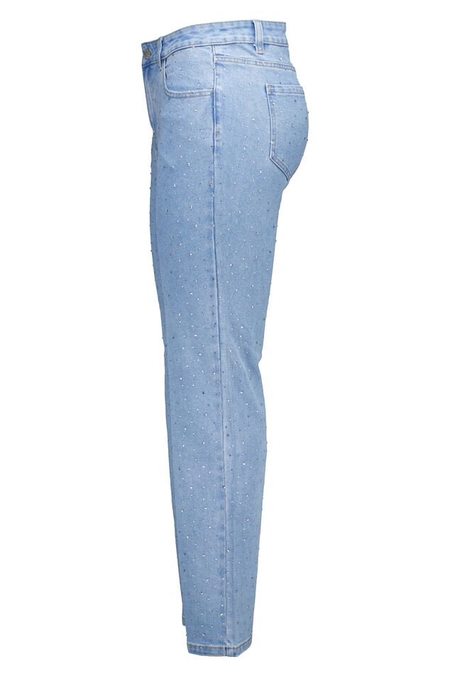 Straight leg jeans met steentjes image number 3