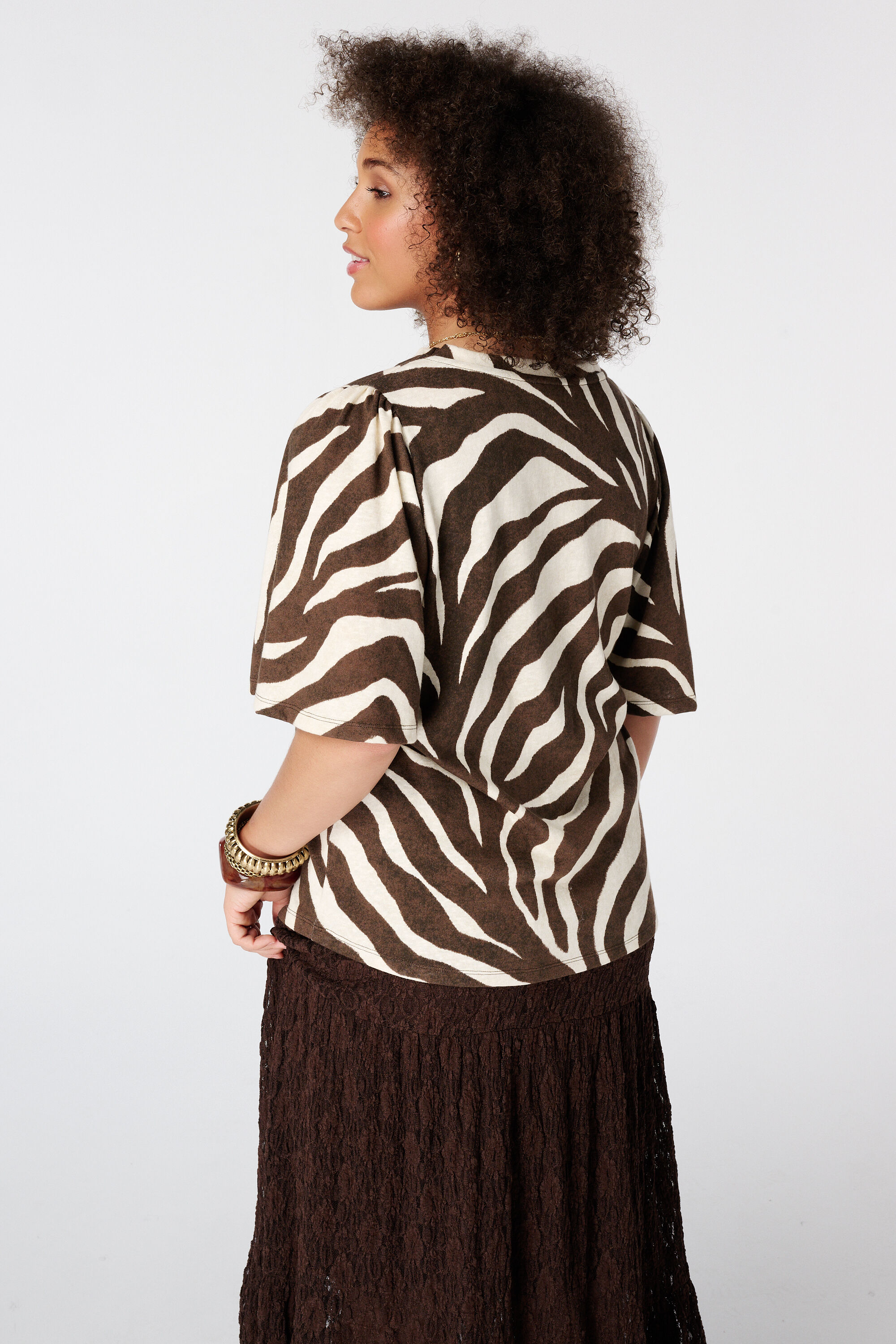 T-shirt met V-hals image number 3
