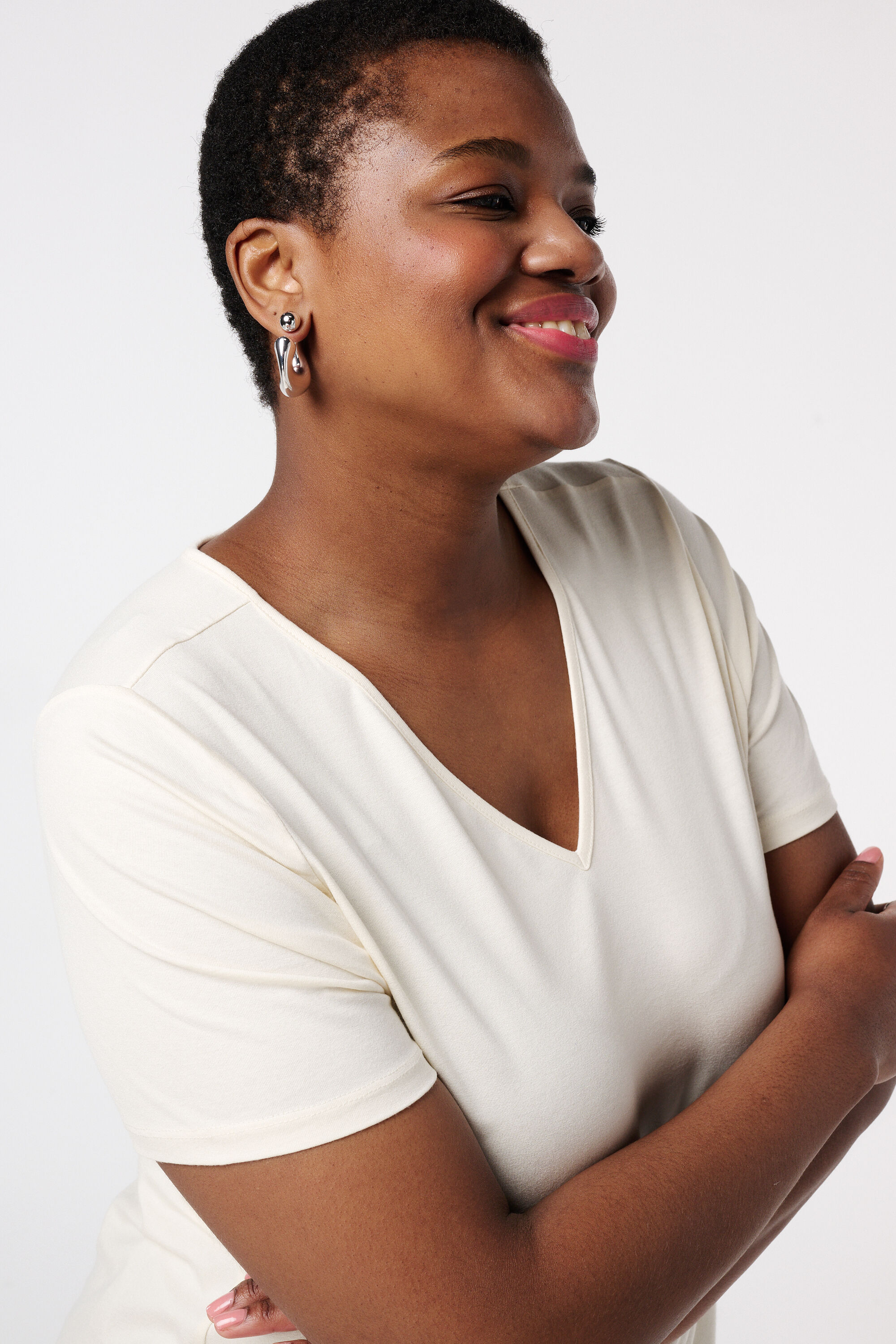 T-shirt met V-hals image number 4