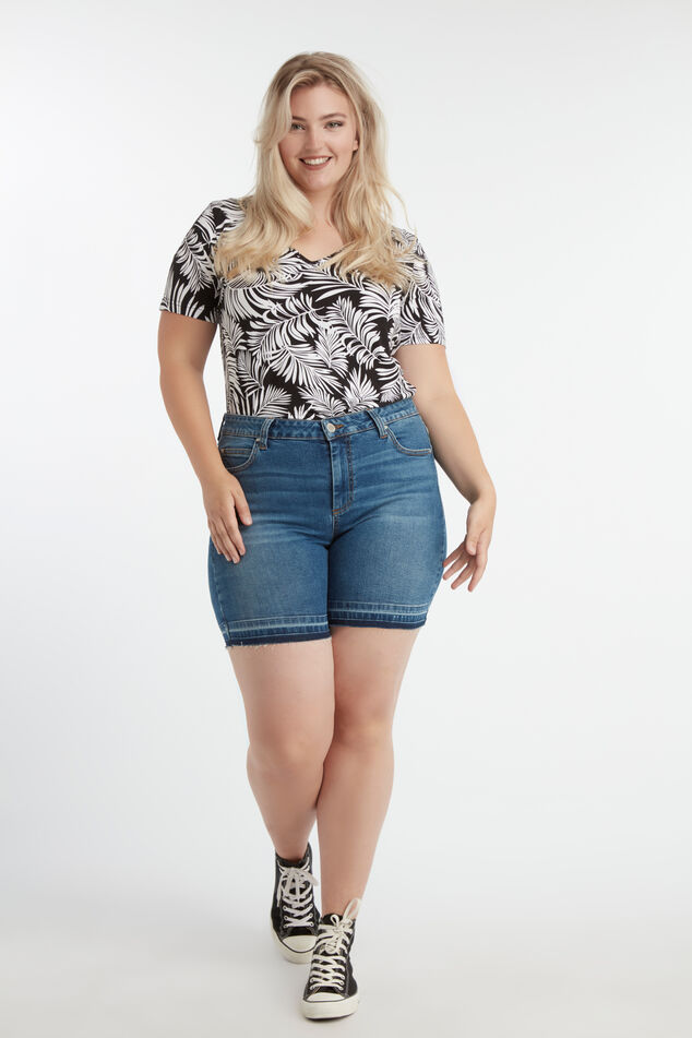 Denim short met rafelrandje image number 0