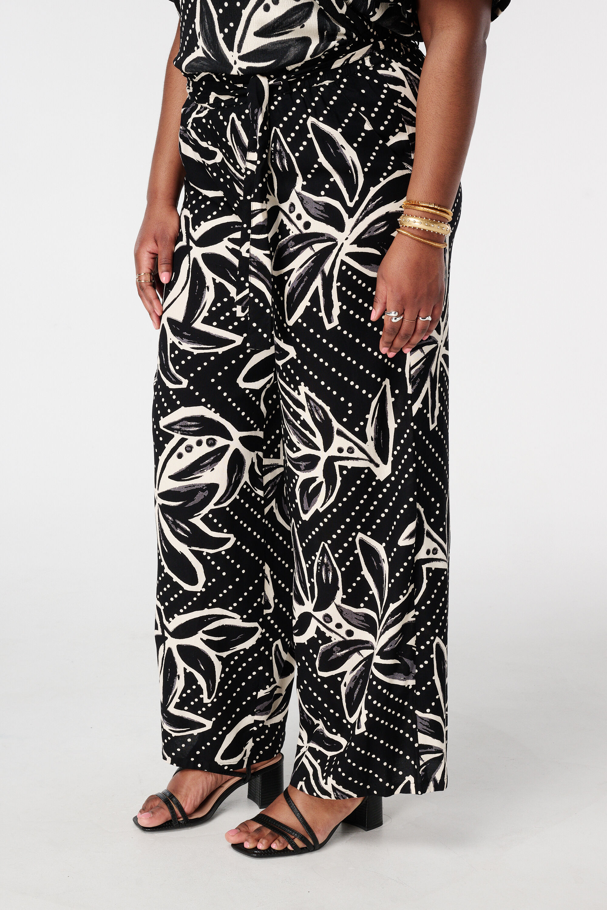 Wide leg broek met print image number 5