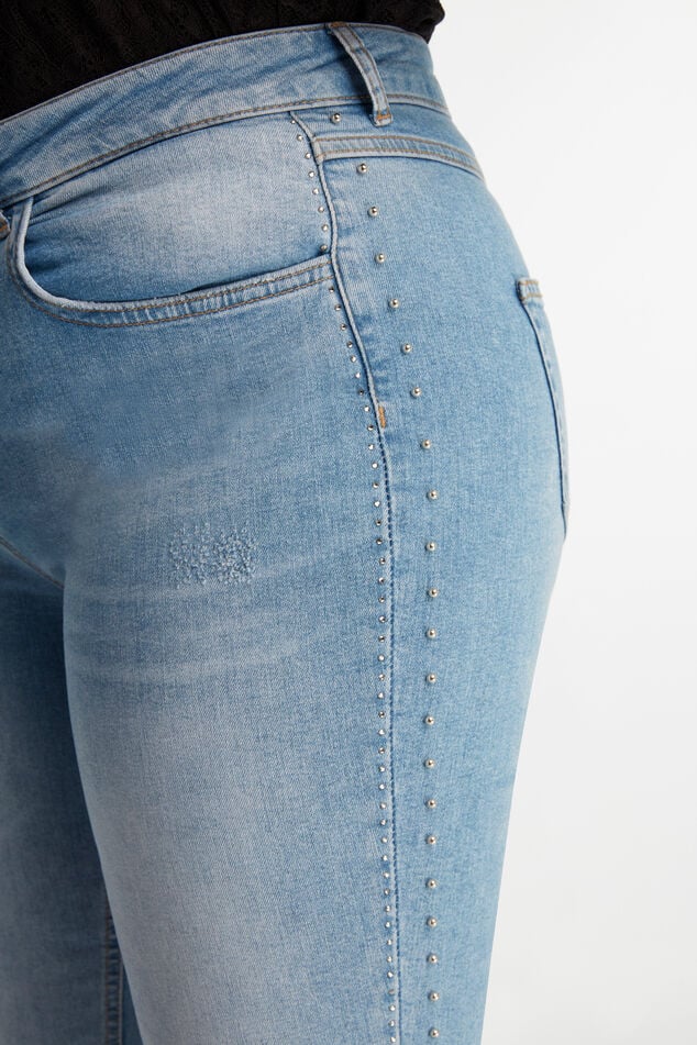 Jeans met rhinestones en studs image number 3