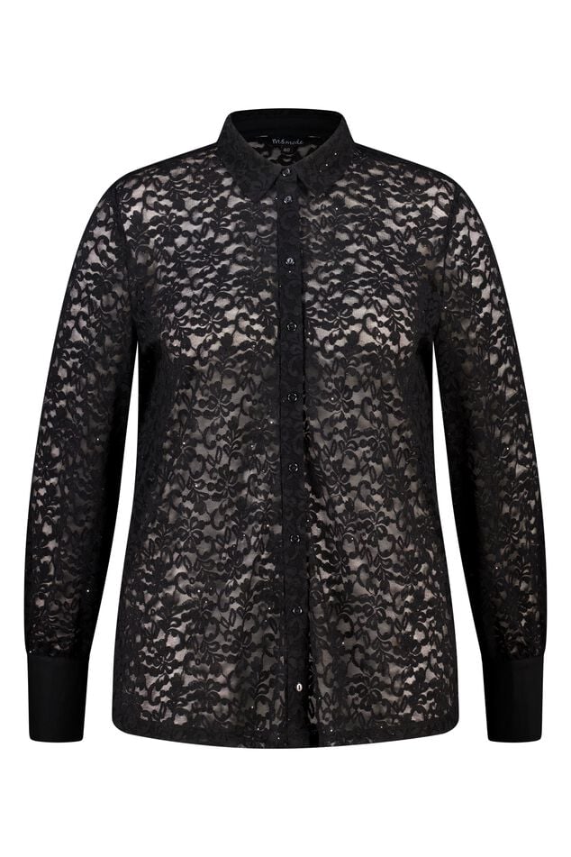 Jersey top met kant en pailetten image number 1