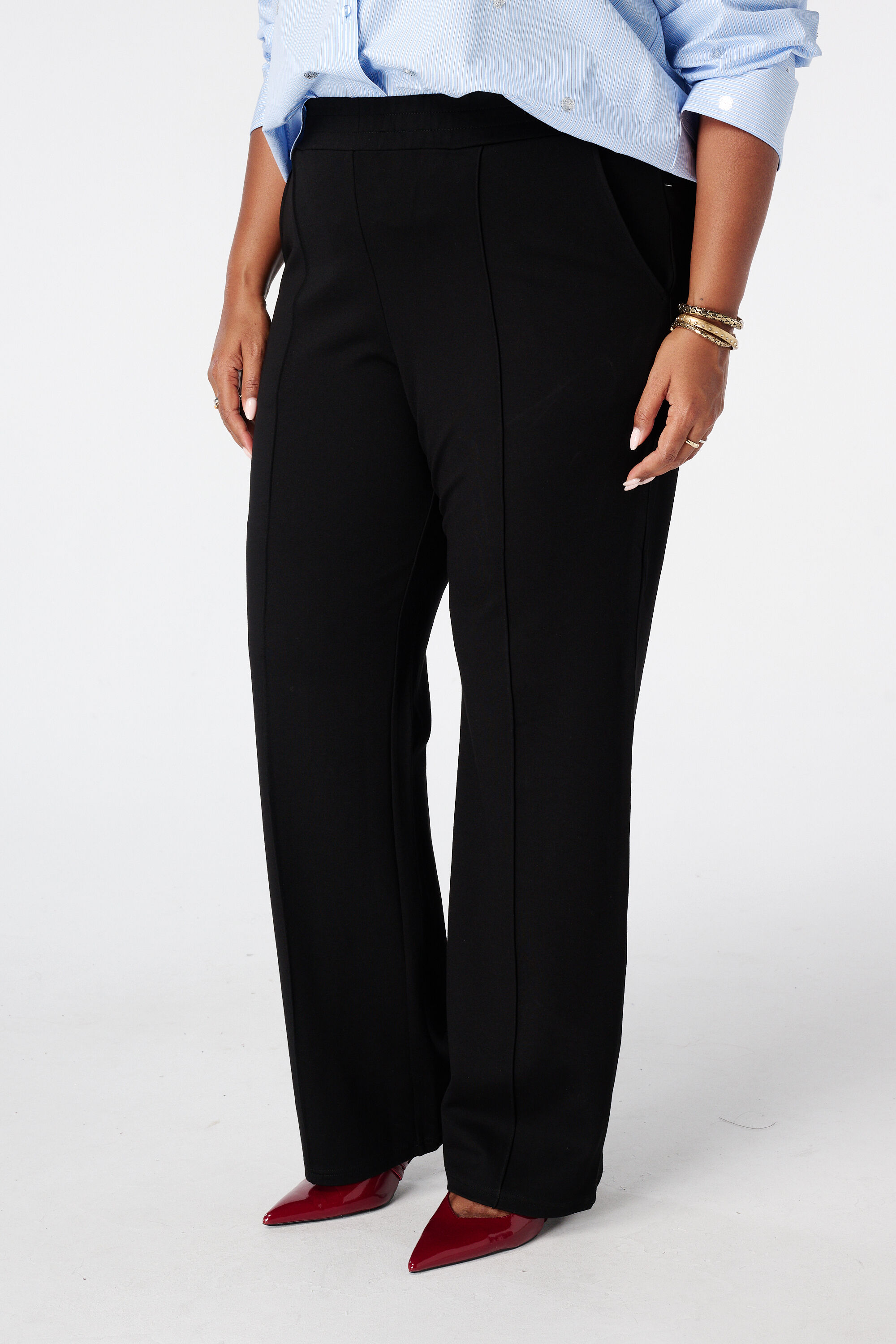 Wide leg pantalon met elastische taille image number 5