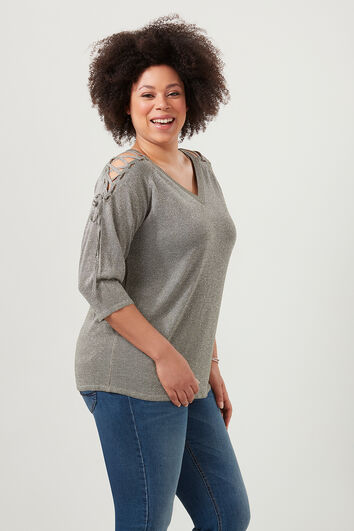 Trui met rijgdetail bij de schouders