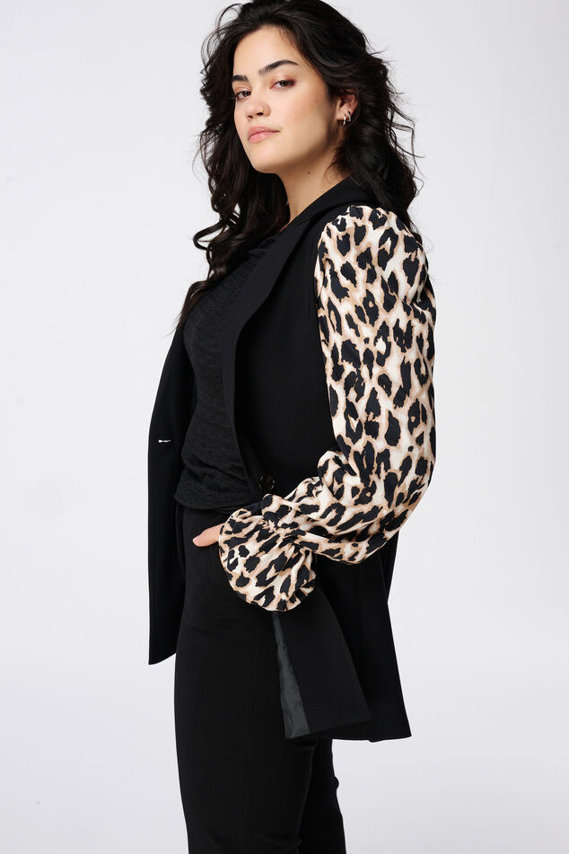 Blazer met luipaard mouwen image number 4