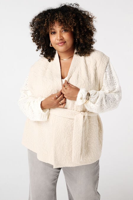 Halflang gilet met bindceintuur Halflang gilet met bindceintuur