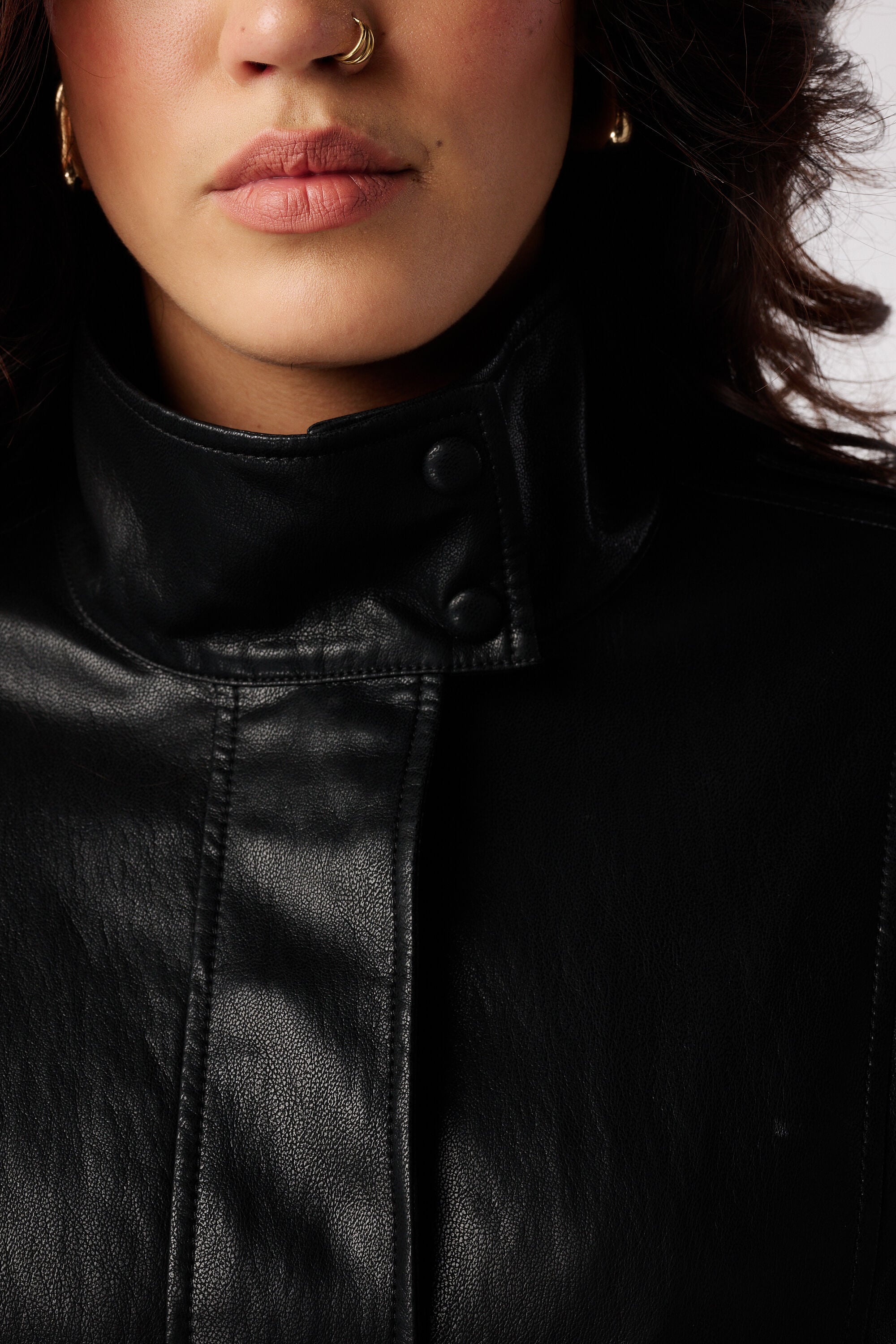 PU jacket met hoge kraag image number 6