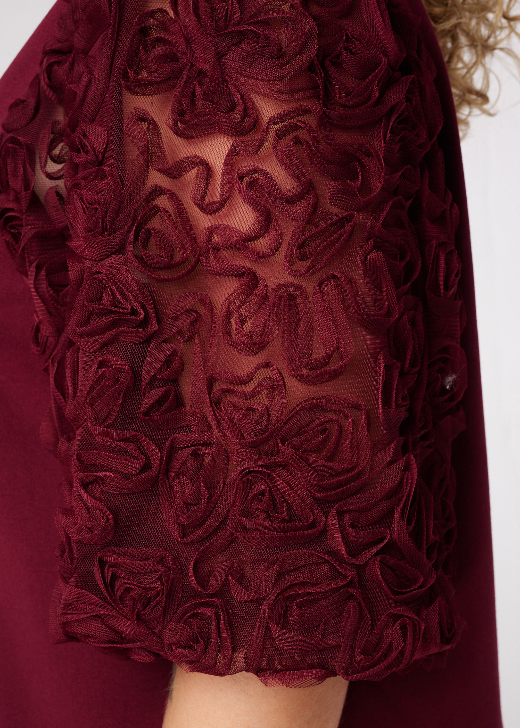 Sweater dress met doorschijnende mouwen en opdruk image number 6