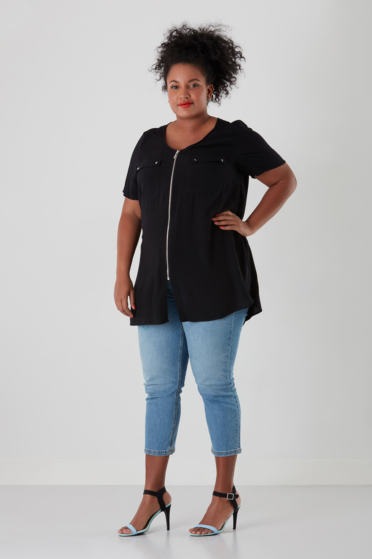 Lange effen blouse  image number 0