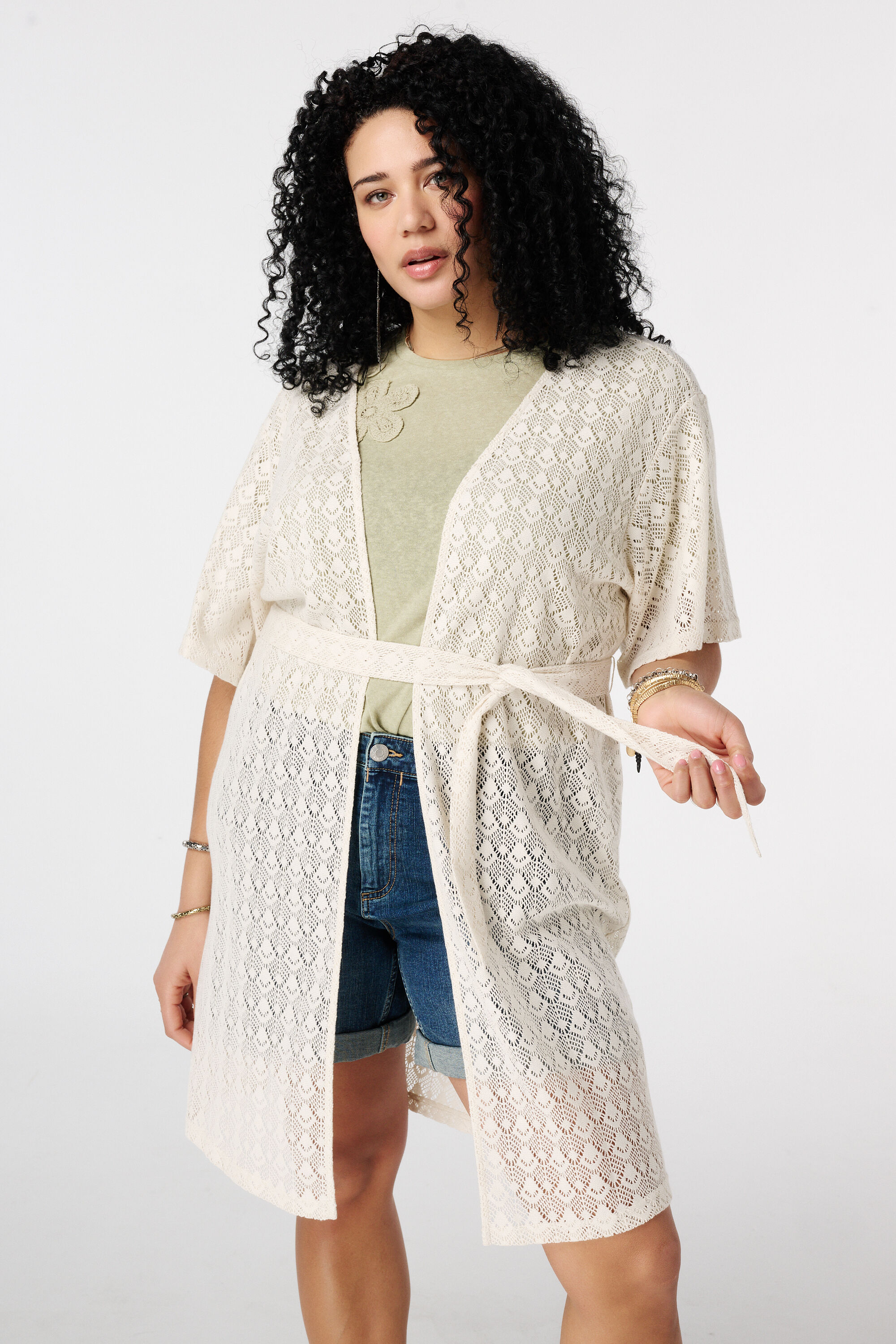 Lang vestje met bindceintuur