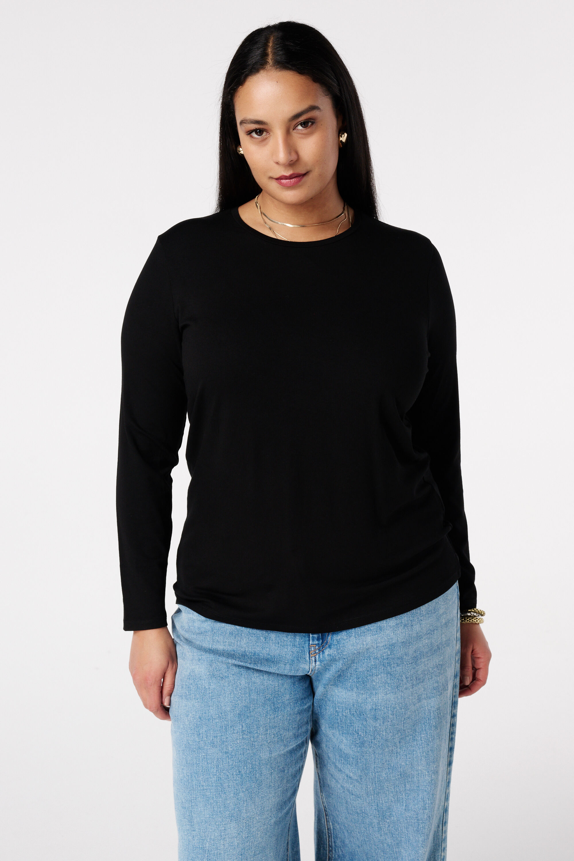 Top met lange mouwen en ronde hals