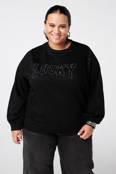 Sweater met glitter tekst Sweater met glitter tekst