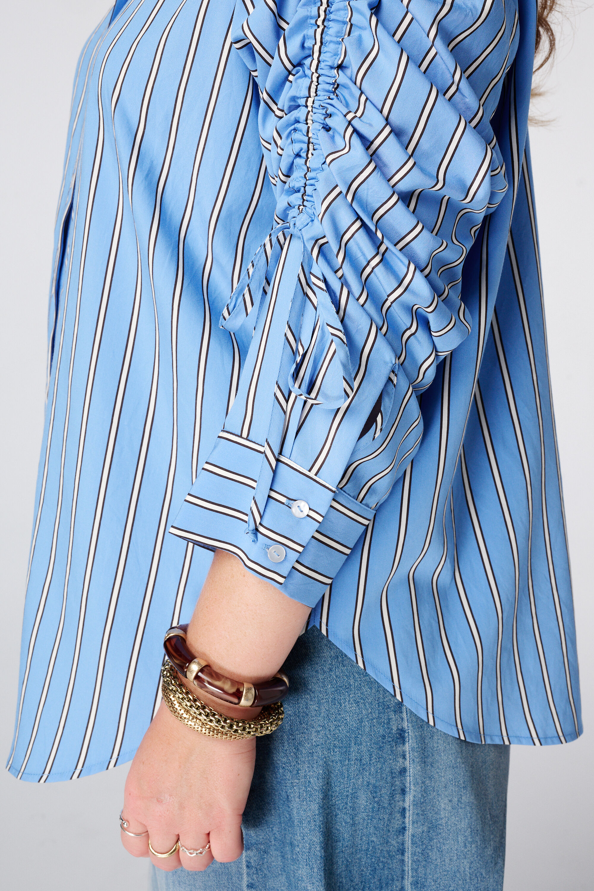 Gestreepte blouse met drawstring image number 4