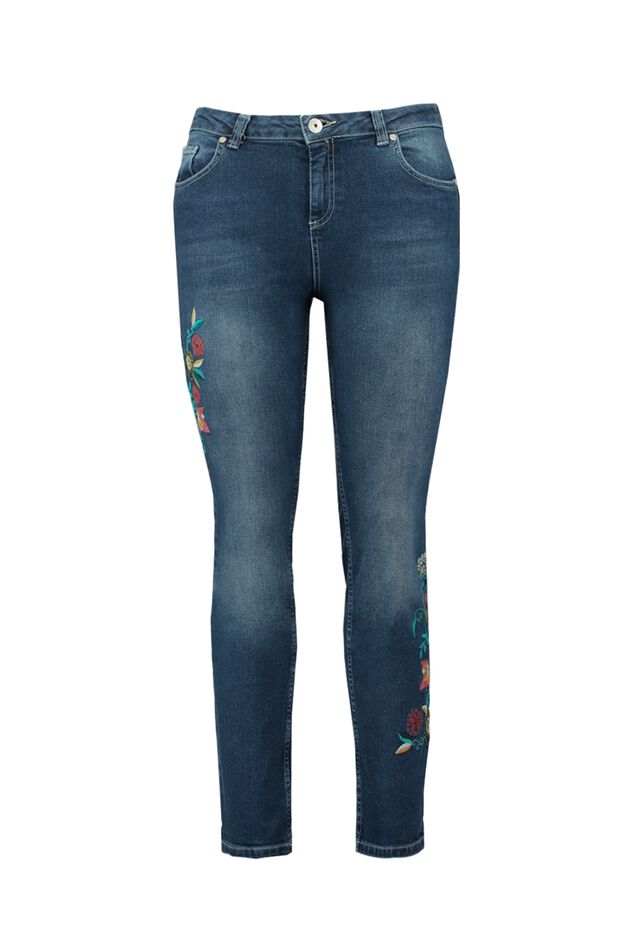 Slim leg jeans met embroidery image number 1
