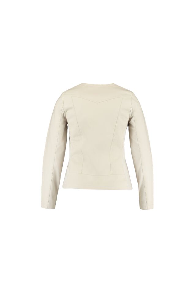 Imitatieleren bikerjack met ronde hals image number 2