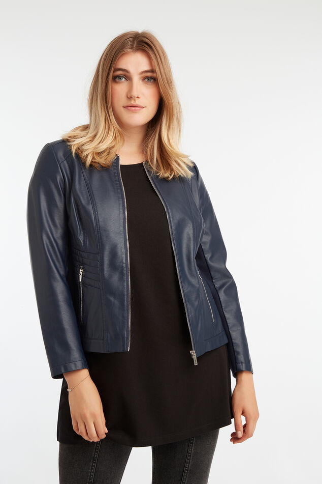 Imitatieleren jasje met ronde halslijn image number 0