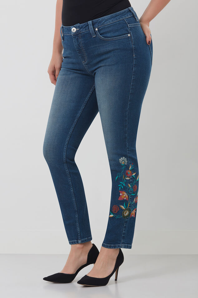 Slim leg jeans met embroidery image number 0