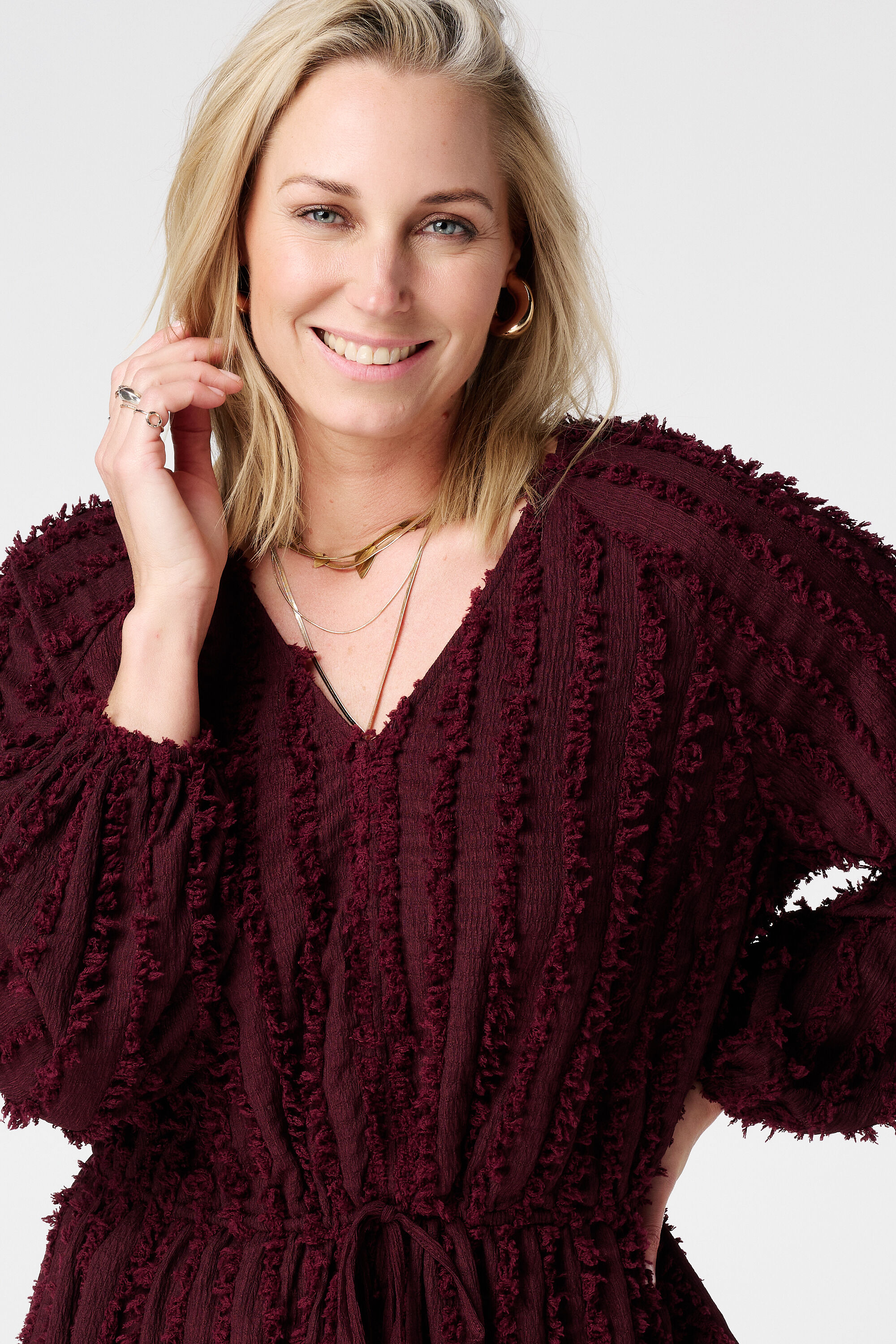 Harige jersey top met drawstring image number 4