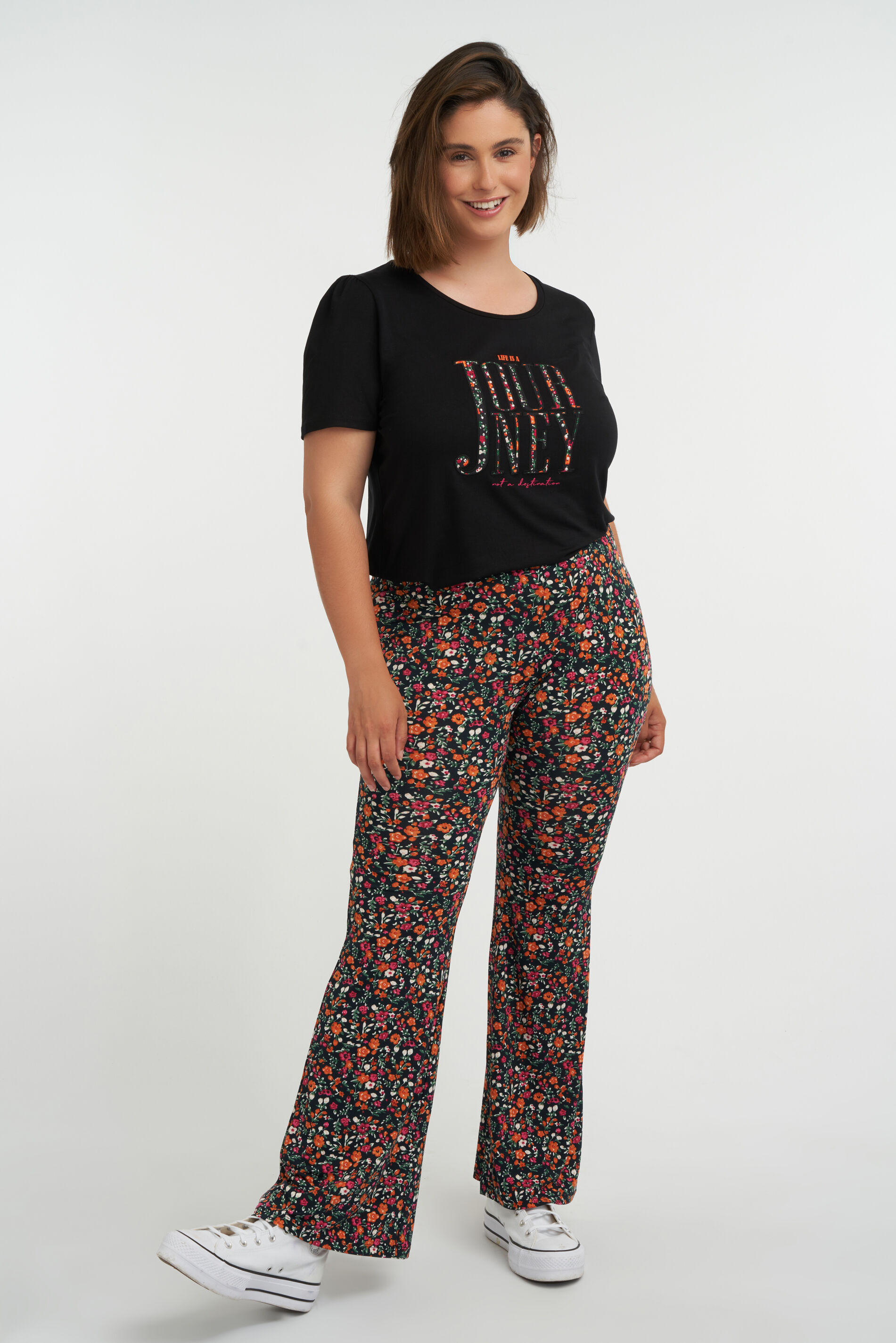 Flared legging met bloemenprint image number 5