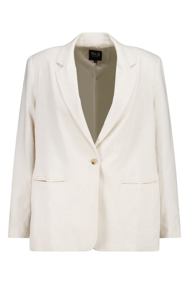 Rechtvallende blazer met linnen image number 1