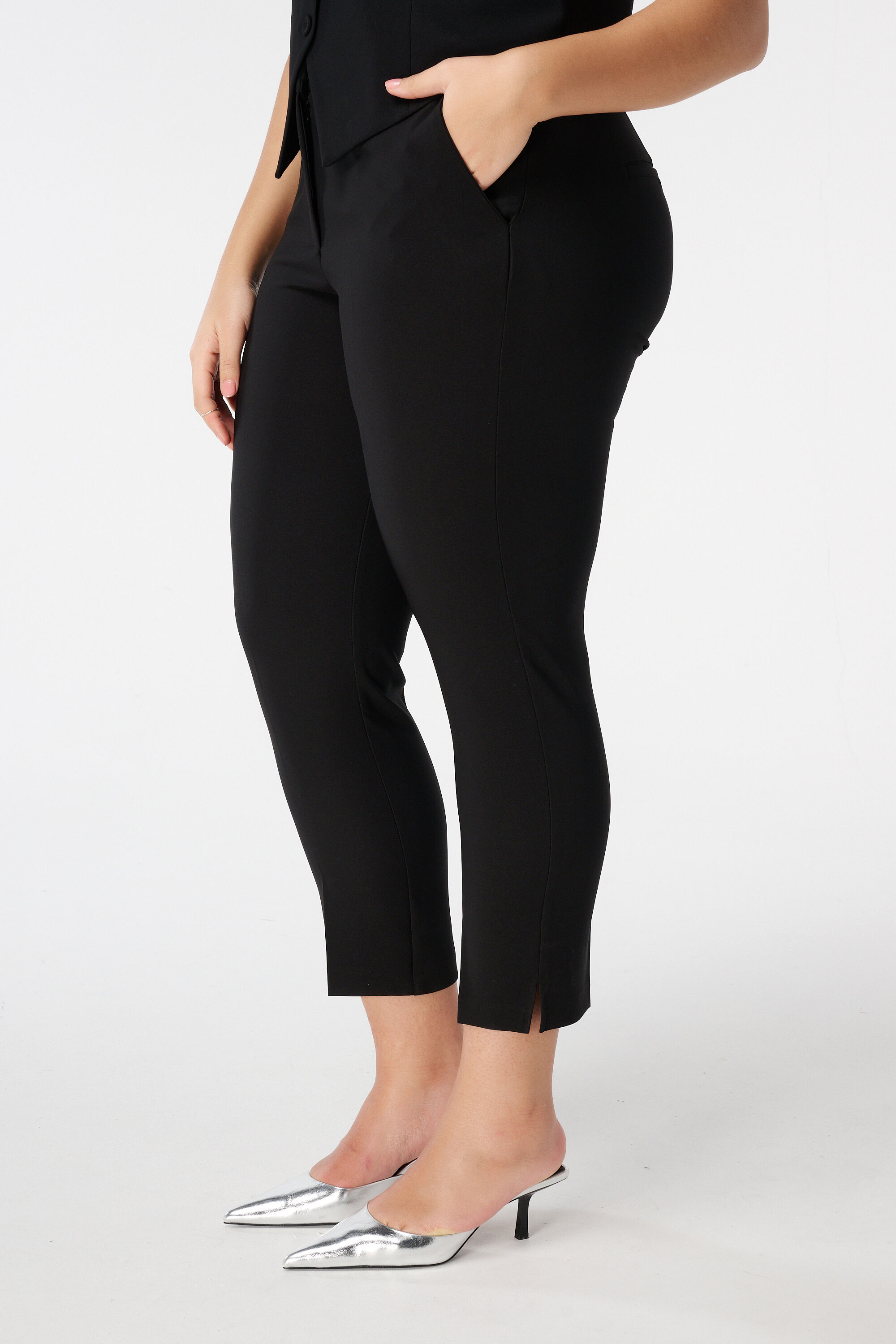 Dames Pantalon met recht pijpen Zwart | MS Mode