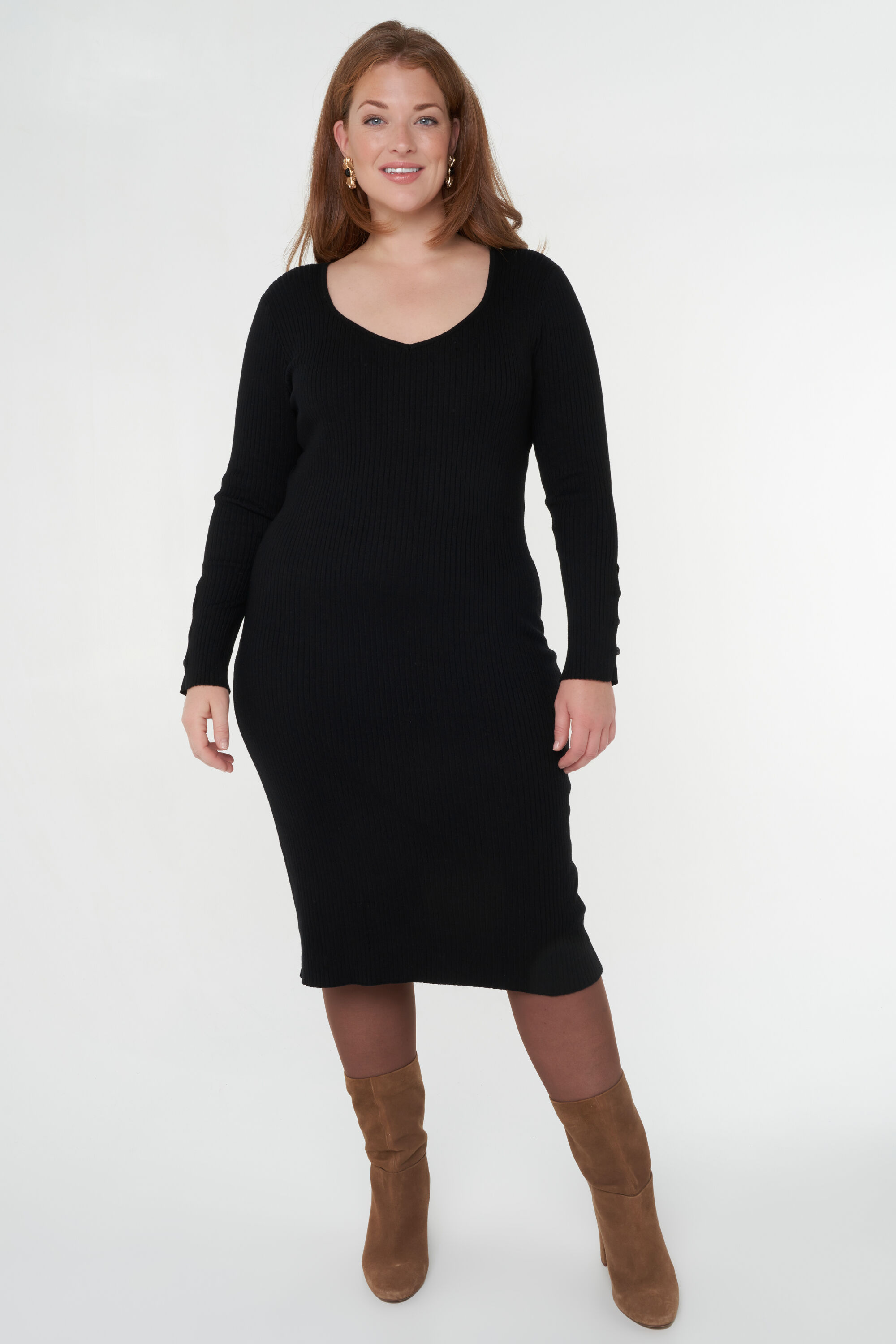 Gebreide rib jurk image number 7