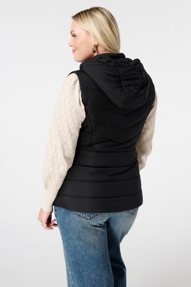 Gewatteerde bodywarmer met capuchon image number 3